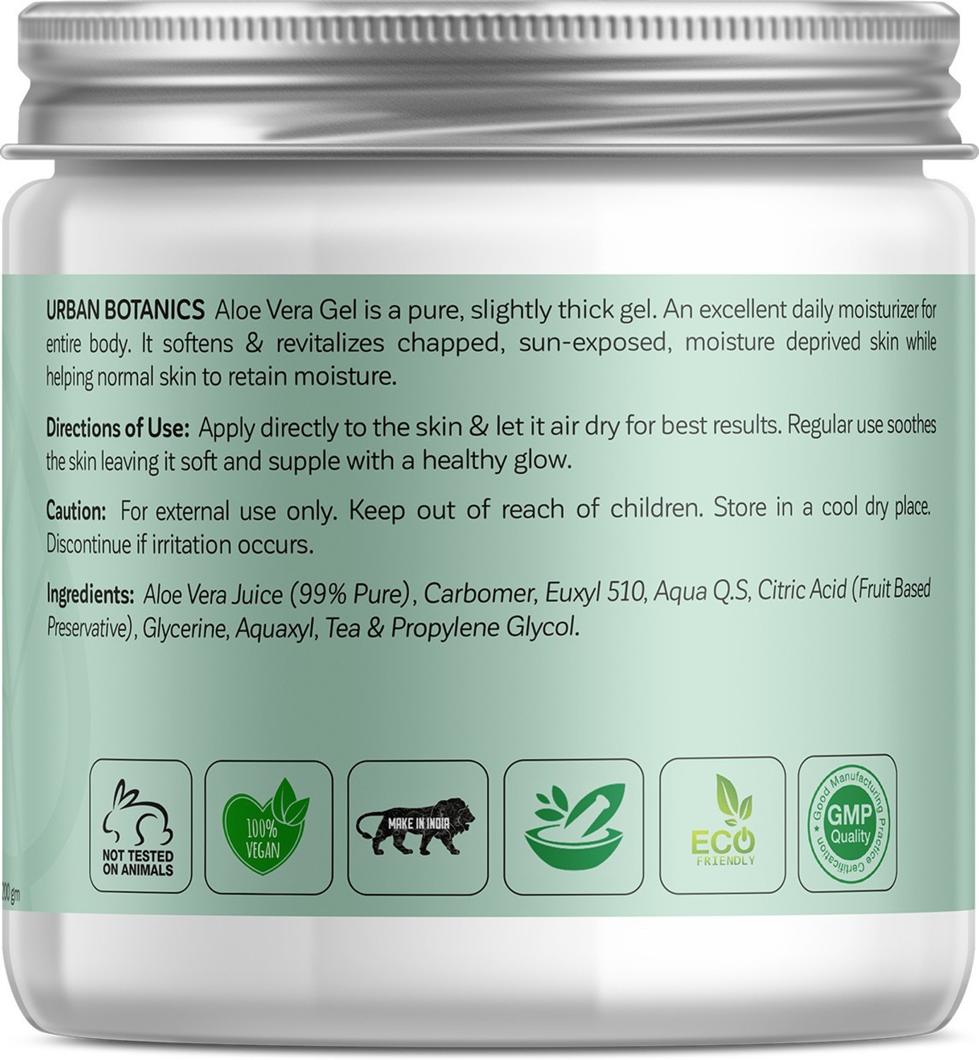 Image of UrbanBotanics Pure Aloe Vera Gel For Skin & Hair With Vitamin E & Natural Emollients (Sulphate /Paraben Free)