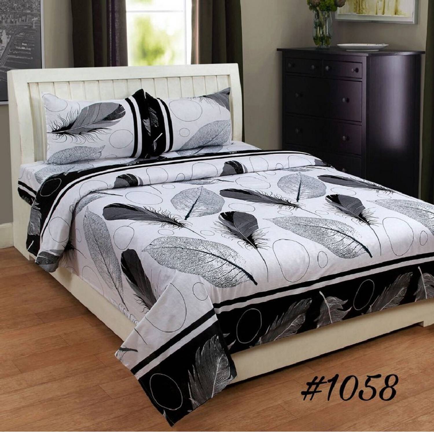 Geeta Fab Polycotton Double Flat 144 TC Printed 1 Bedsheet with 2