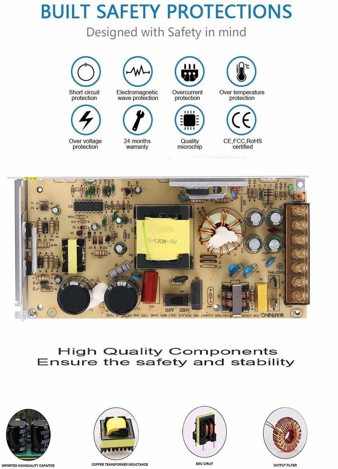 SHREE 120W DC Switching Power Supply with 2 SATA Cables - Image 4