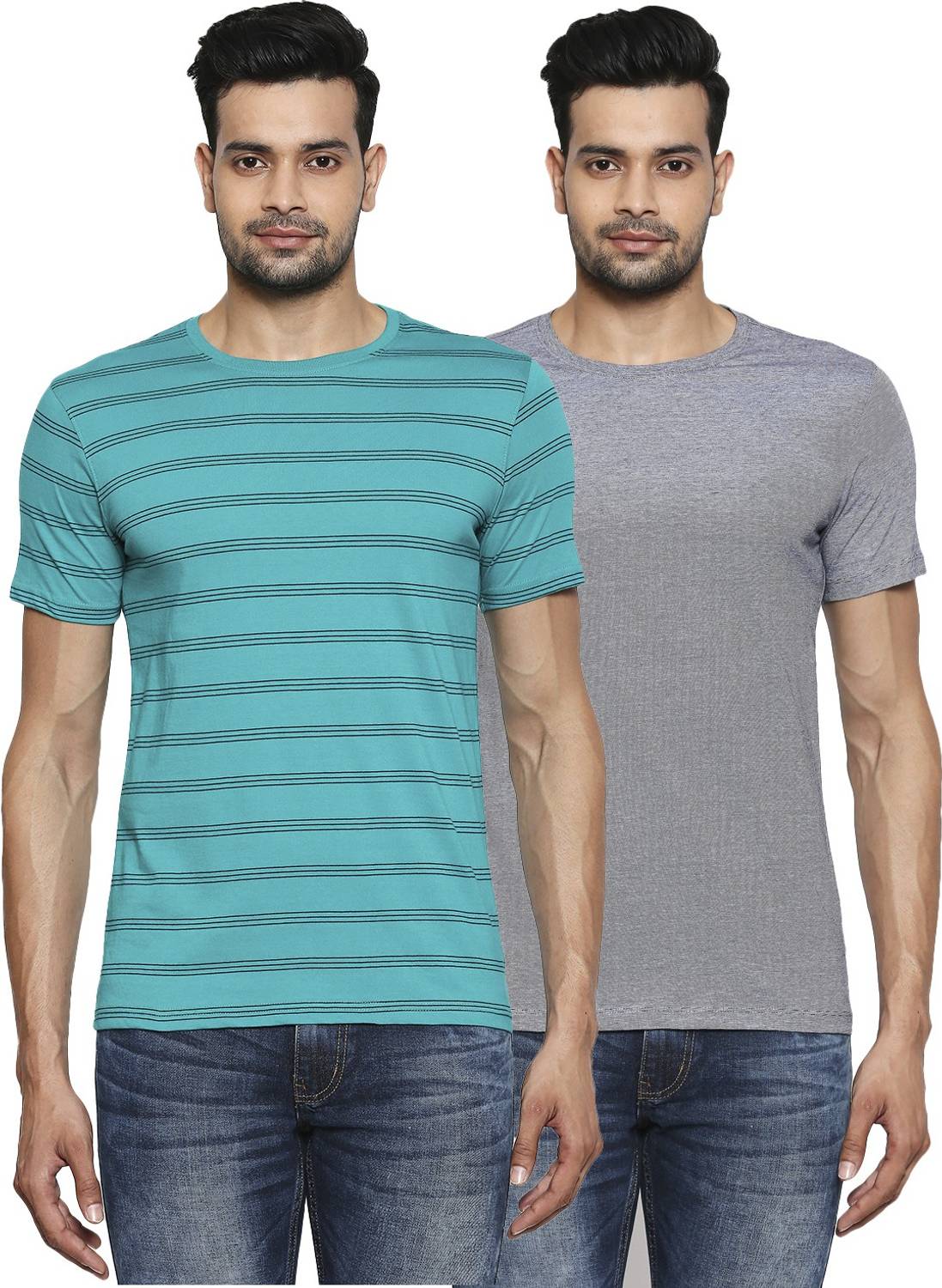 Byford by Pantaloons Striped Men Round Neck Multicolor T-Shirt