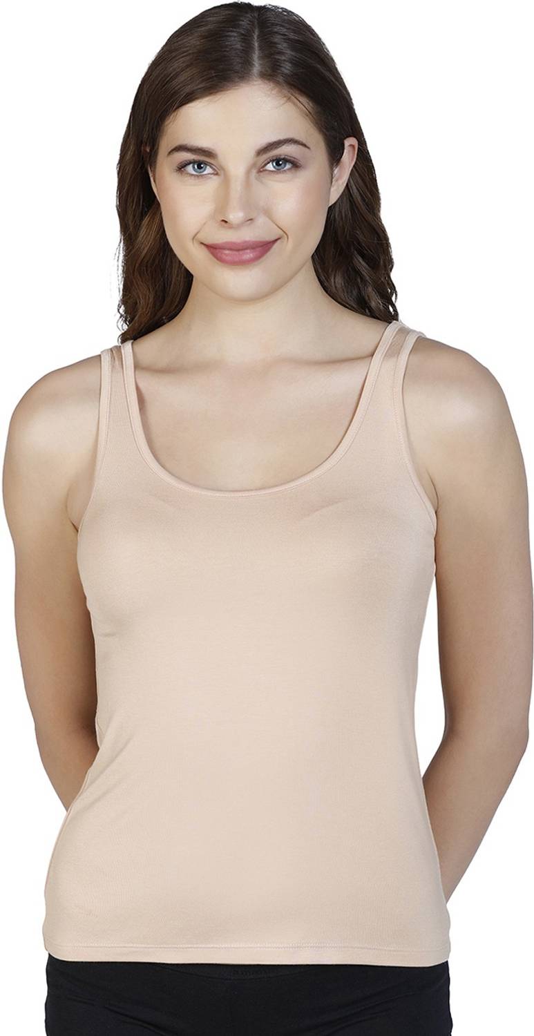 Amante Casual Sleeveless Solid Women Beige Top