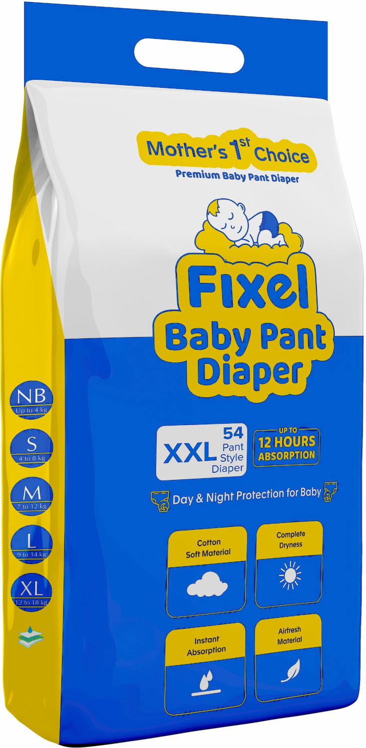 Image of fixel Baby Diaper Pants double extra large size XXL size ( 54 piece ) Pant Diapers - XXL