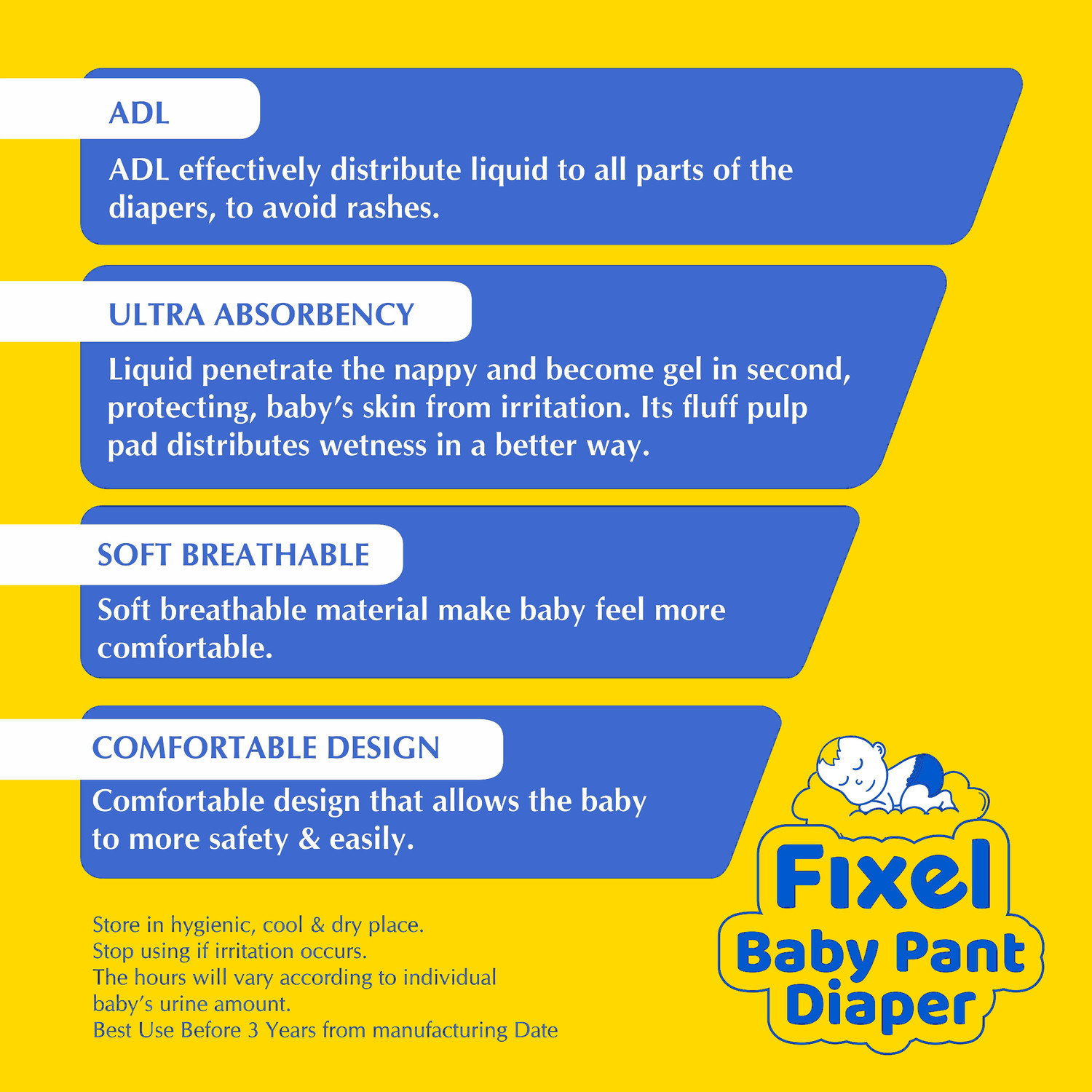 Image of fixel Baby Diaper Pants extra large size XL size ( 54 piece ) Pant Diapers - XL