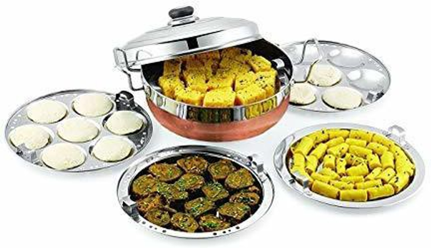 Image of Lyticx Stainless Steel Idli Cooker Multi kadhai Induction & Standard Idli Maker