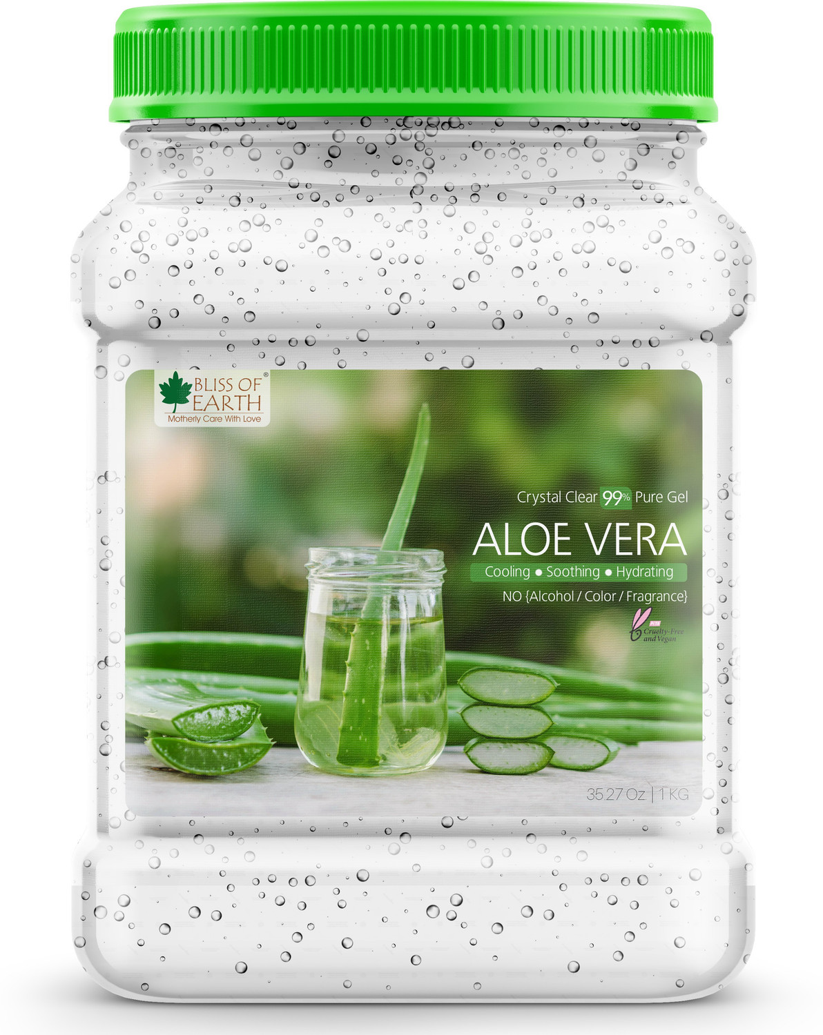 Image of Bliss of Earth 99% Pure Crystal Clear Aloe Vera Gel For Face, skin & Hair. Moisturization & Hydration