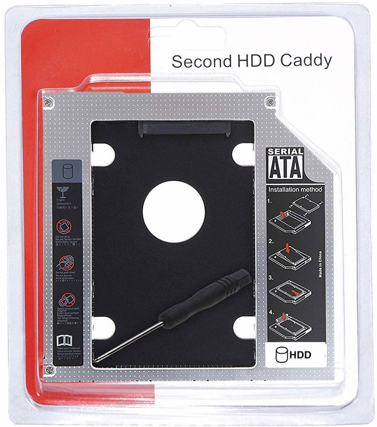spincart Universal 9.5mm SATA to SATA 2nd SSD HDD Hard Drive Caddy