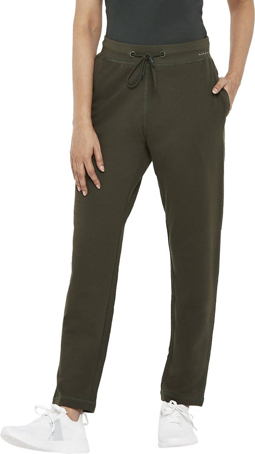 Ajile By Pantaloons Solid Women Olive Track Pants