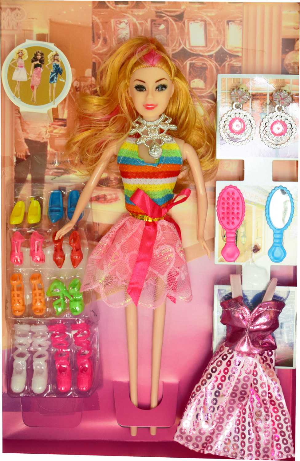 Image of RUDRANSH Sweet Happy Girl With Doll Dresses Set For Kids (Multicolor) (Multicolor)