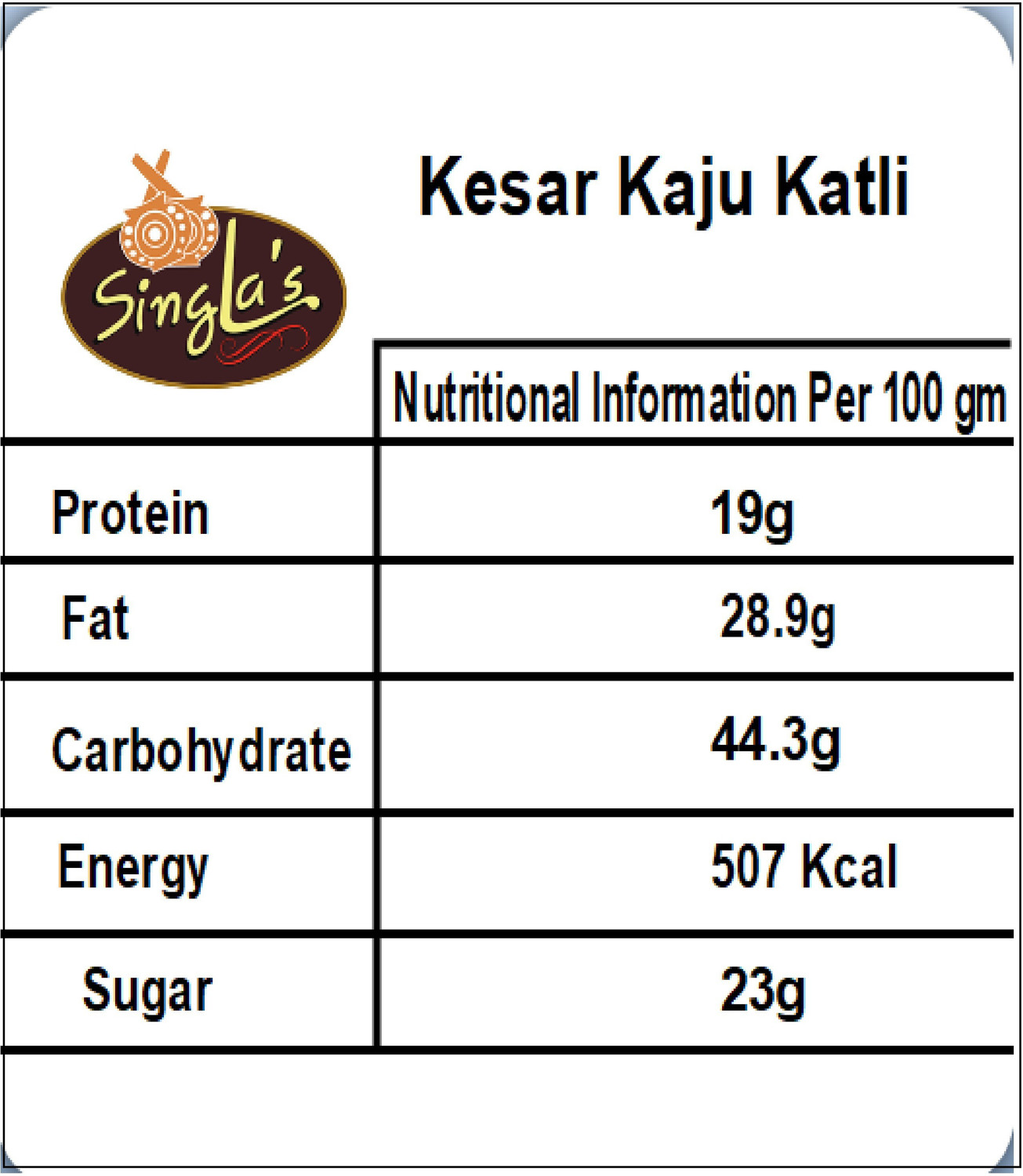 Image of Singla Sweets Kesar Kaju Katli 250g Delicious Burfi 250g