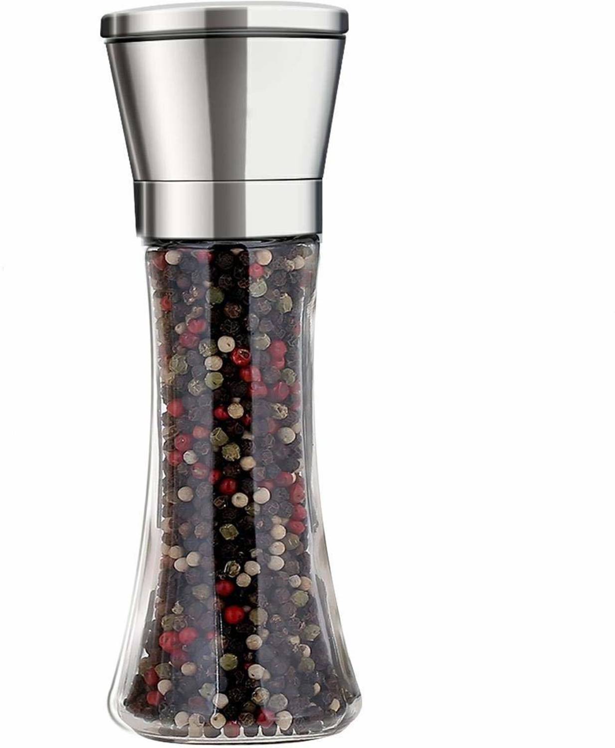 Akshar collection Body Salt and Pepper Grinder Crusher Shakers with Adjustable Knob Glass Squeeze Mill