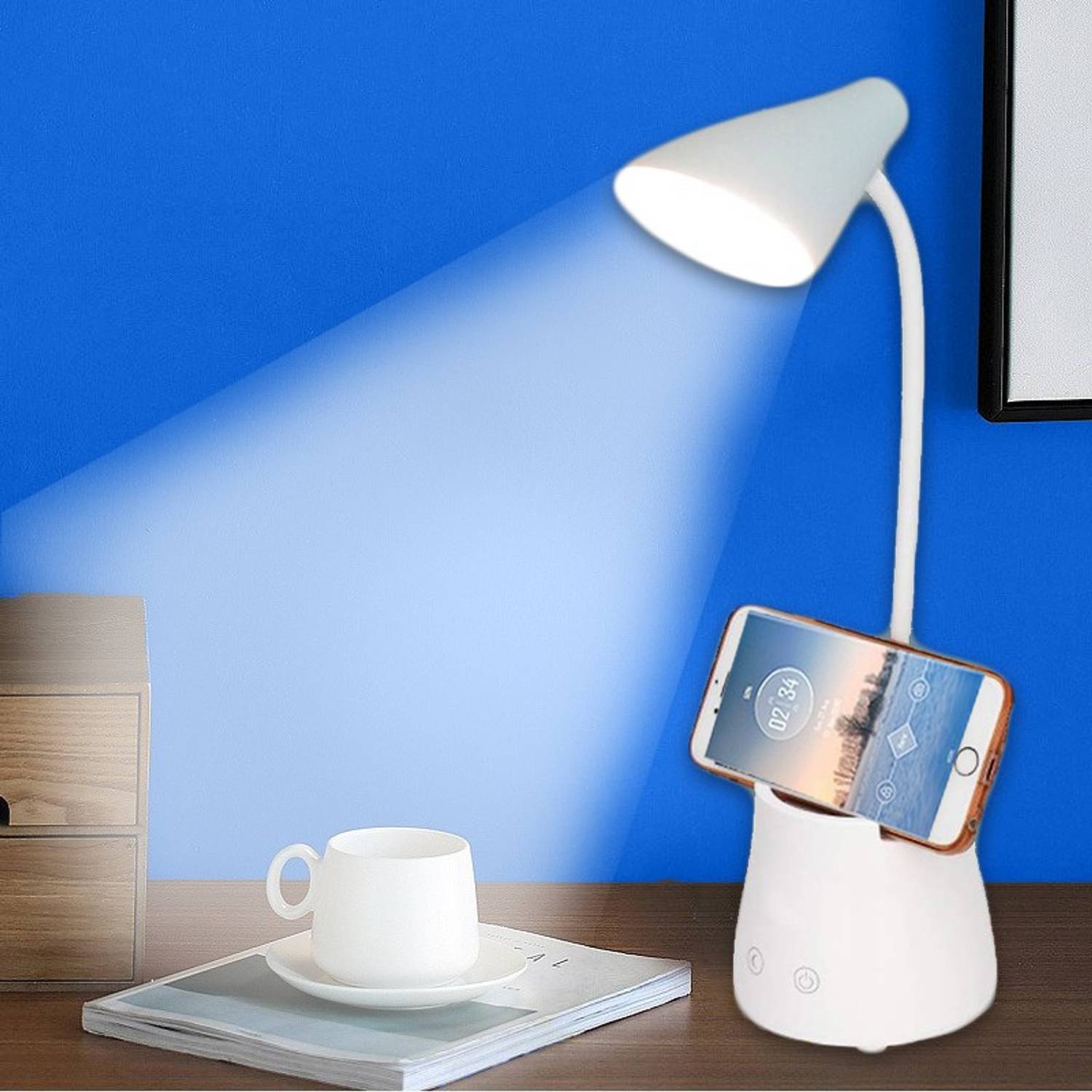 iDOLESHOP Desk Light with 3 Shades Touch Control Light and Mobile