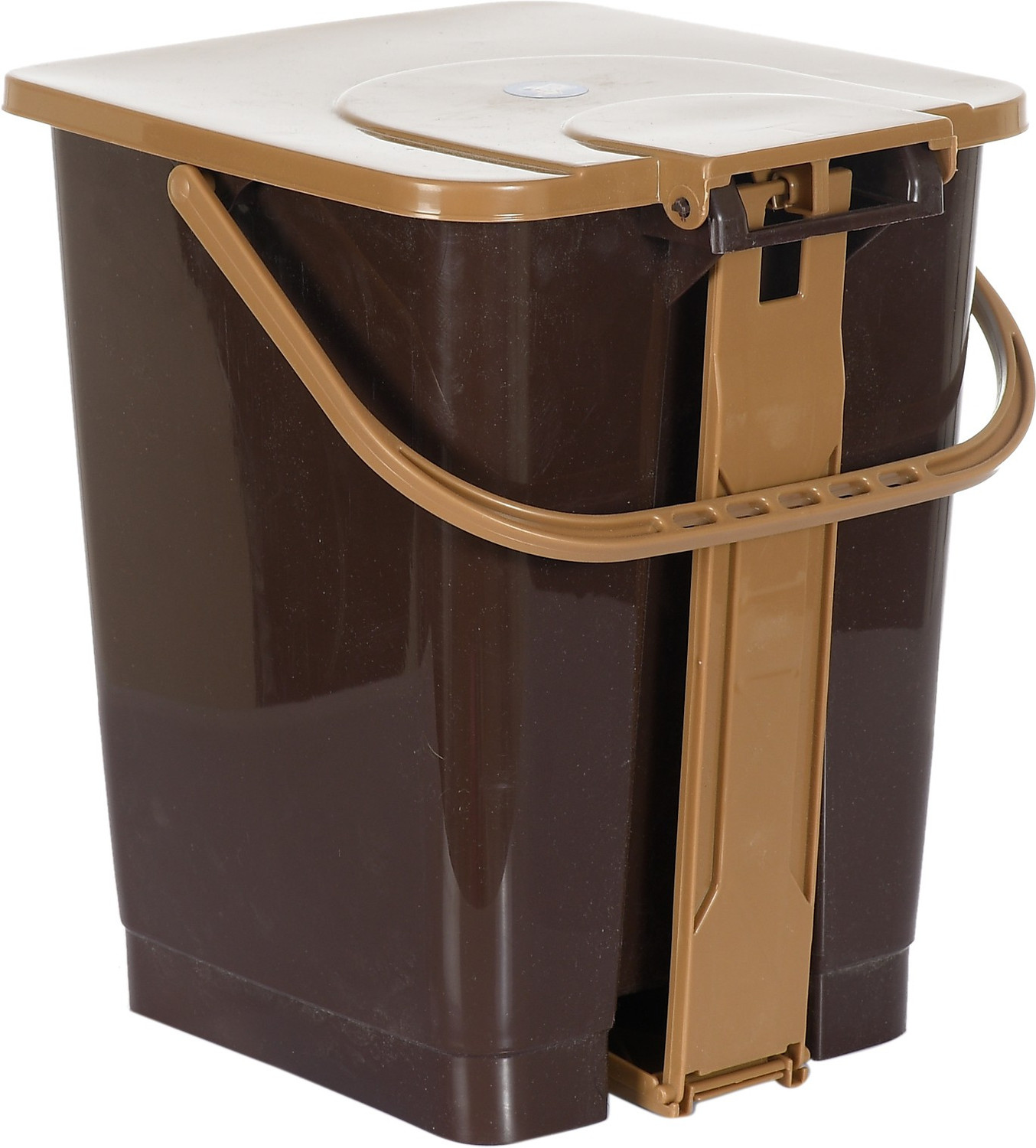 Image of KUBER INDUSTRIES Square Premium Plastic Pedal Dustbin 10 Ltr (Brown)-25 F KUBMART16408 Plastic Dustbin