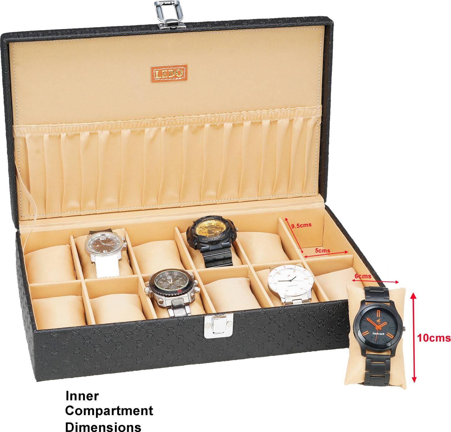 LEDO Royal Black 12-Slot Watch Box - Image 2