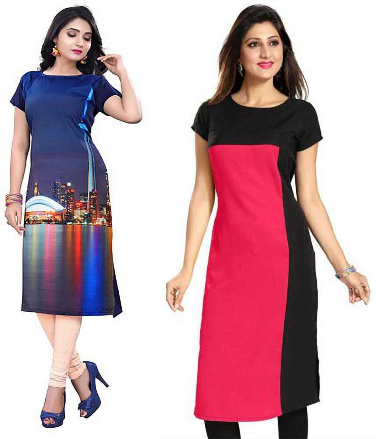 ak fashion mall Women Printed, Colorblock Straight Kurta
