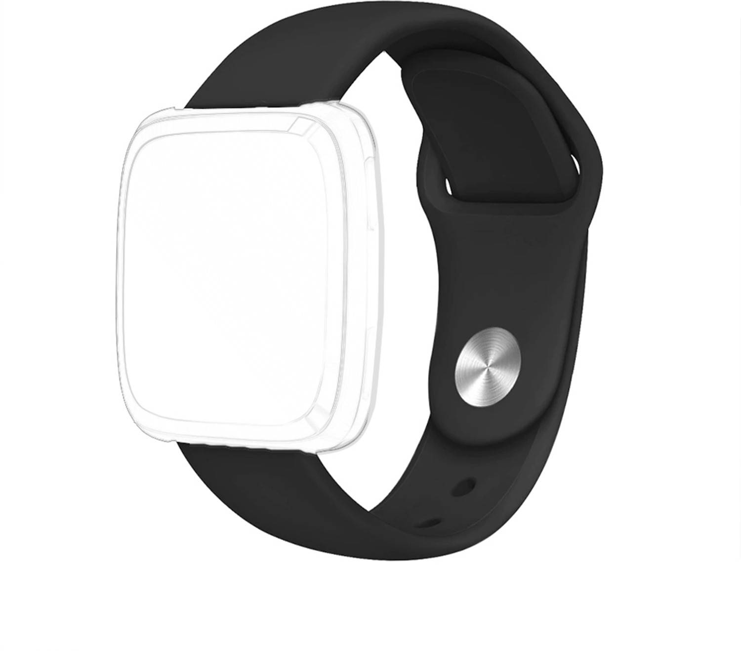 CellFAther 3 inch Silicone Sport Band Strap Compatible with Fitbit Versa/Fitbit Versa 2/Fitbit Versa Lite/Fitbit Versa Special Edition, Soft Wristband Versa Smart Fitness Watch-Black (Watch Not Included) Smart Band Strap