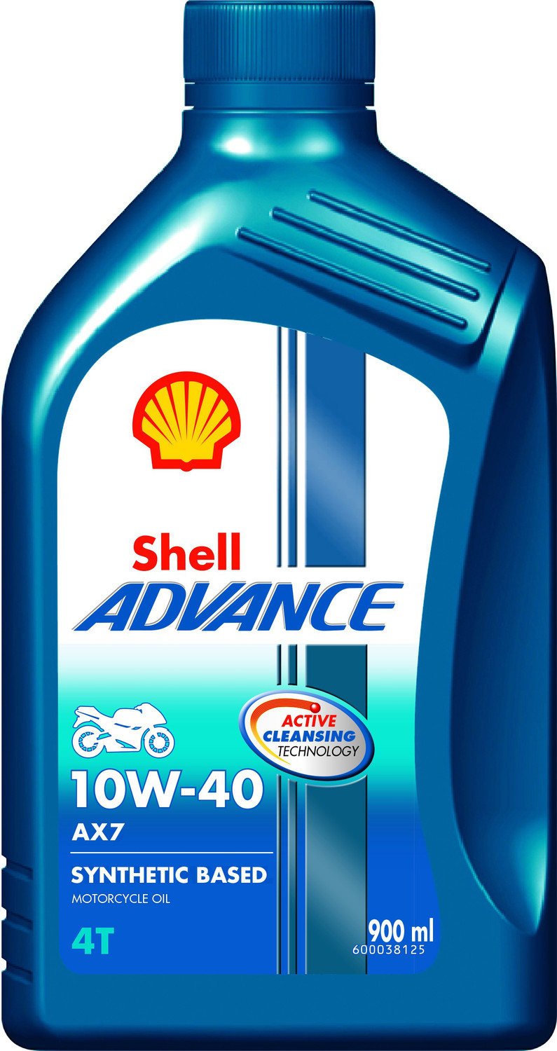 Image of Shell Advance AX7 4T 10W-40 API SM Synthetic Blend Engine Oil