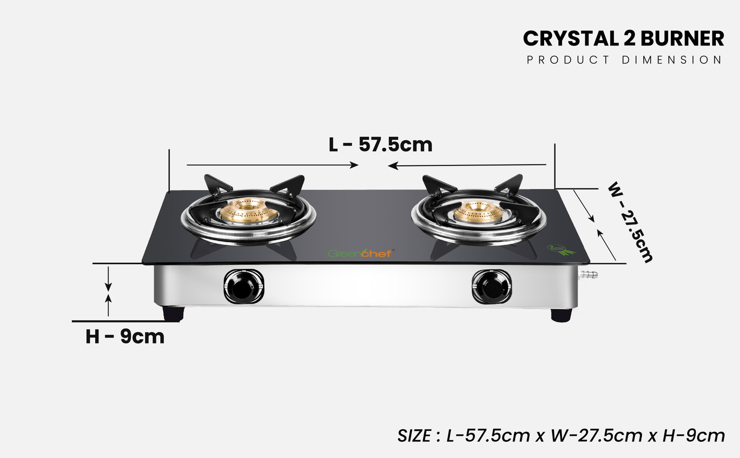 Image of Greenchef Crystal Stainless Steel Manual Gas Stove