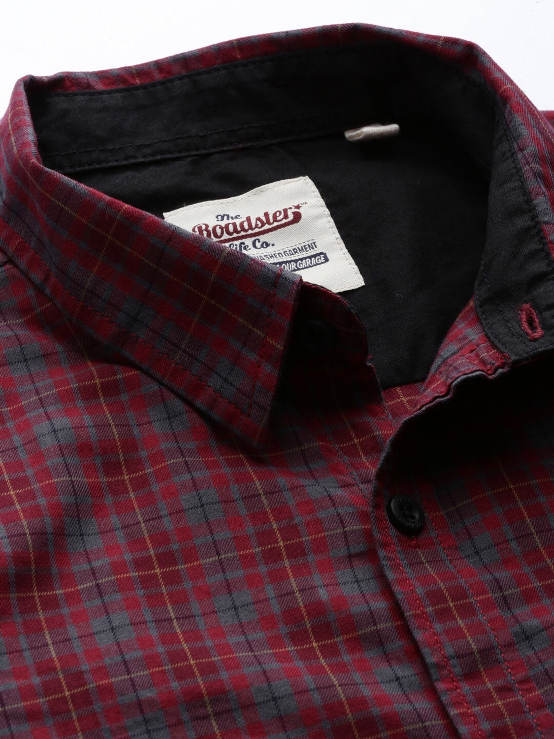 Image of Roadster Men Checkered Casual Maroon Shirt