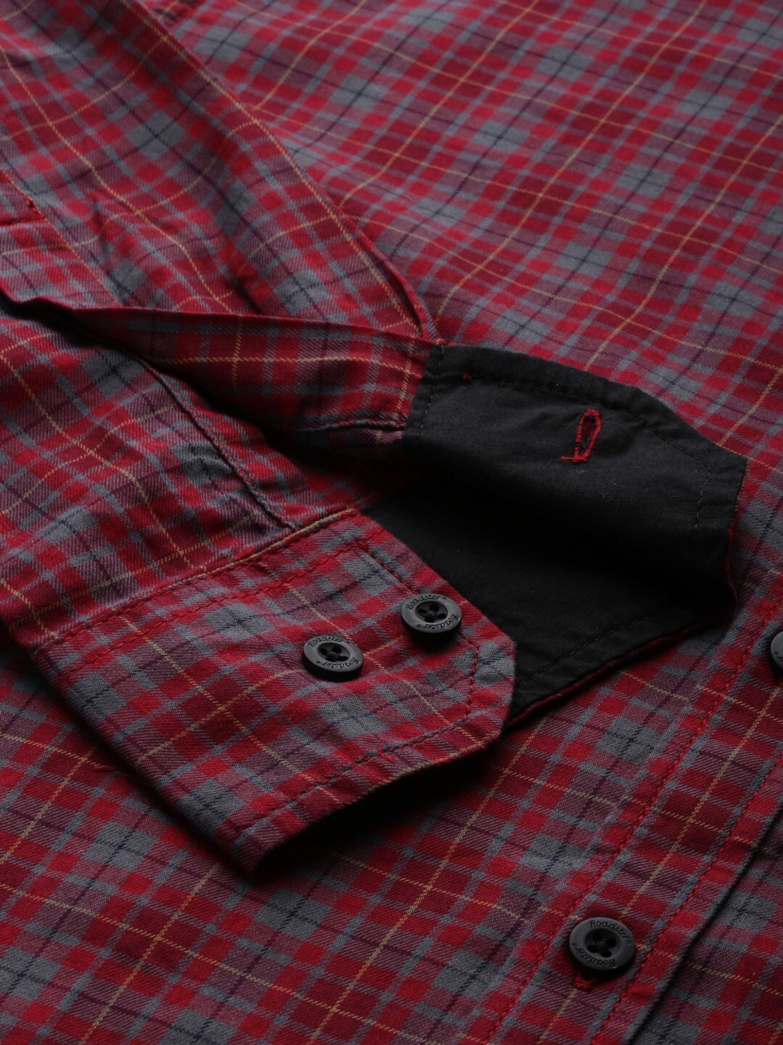 Image of Roadster Men Checkered Casual Maroon Shirt