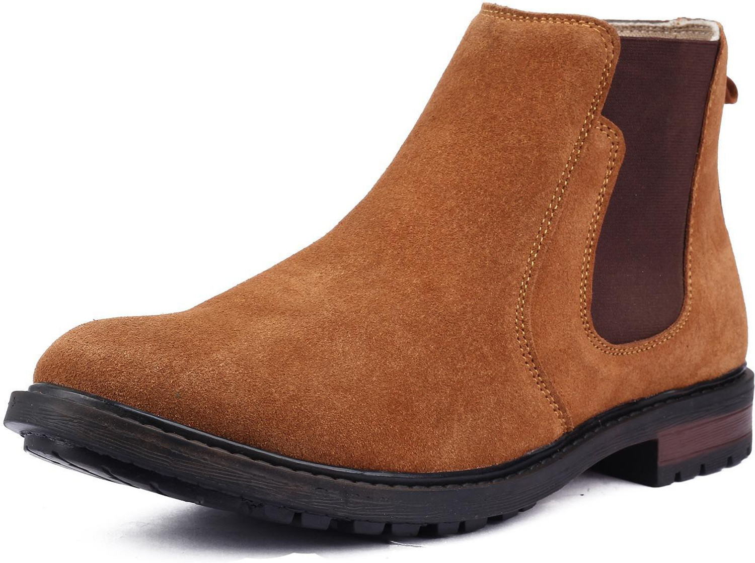 Image of LOUIS STITCH Men's British Tan Handmade Ankle Bikers Boots Italian Suede Leather Shoes Boots For Men