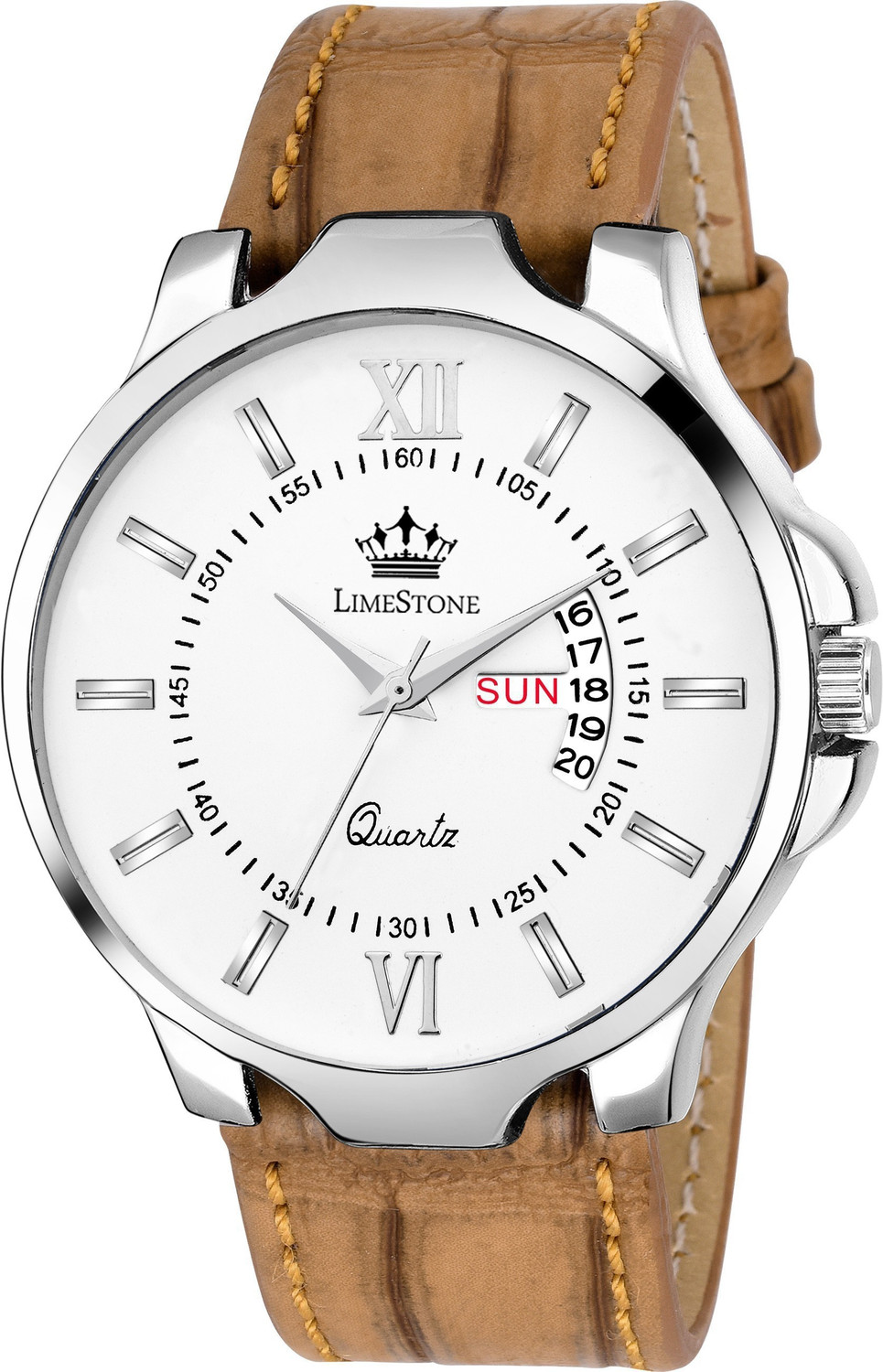 Image of LIMESTONE Avatar Day and Date Functioning Crocodile Strap Analog Analog Watch - For Men