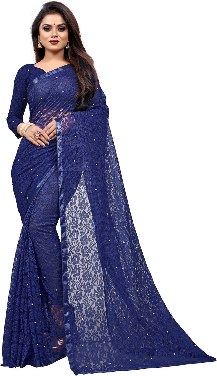 bv design Self Design Bollywood Net Saree