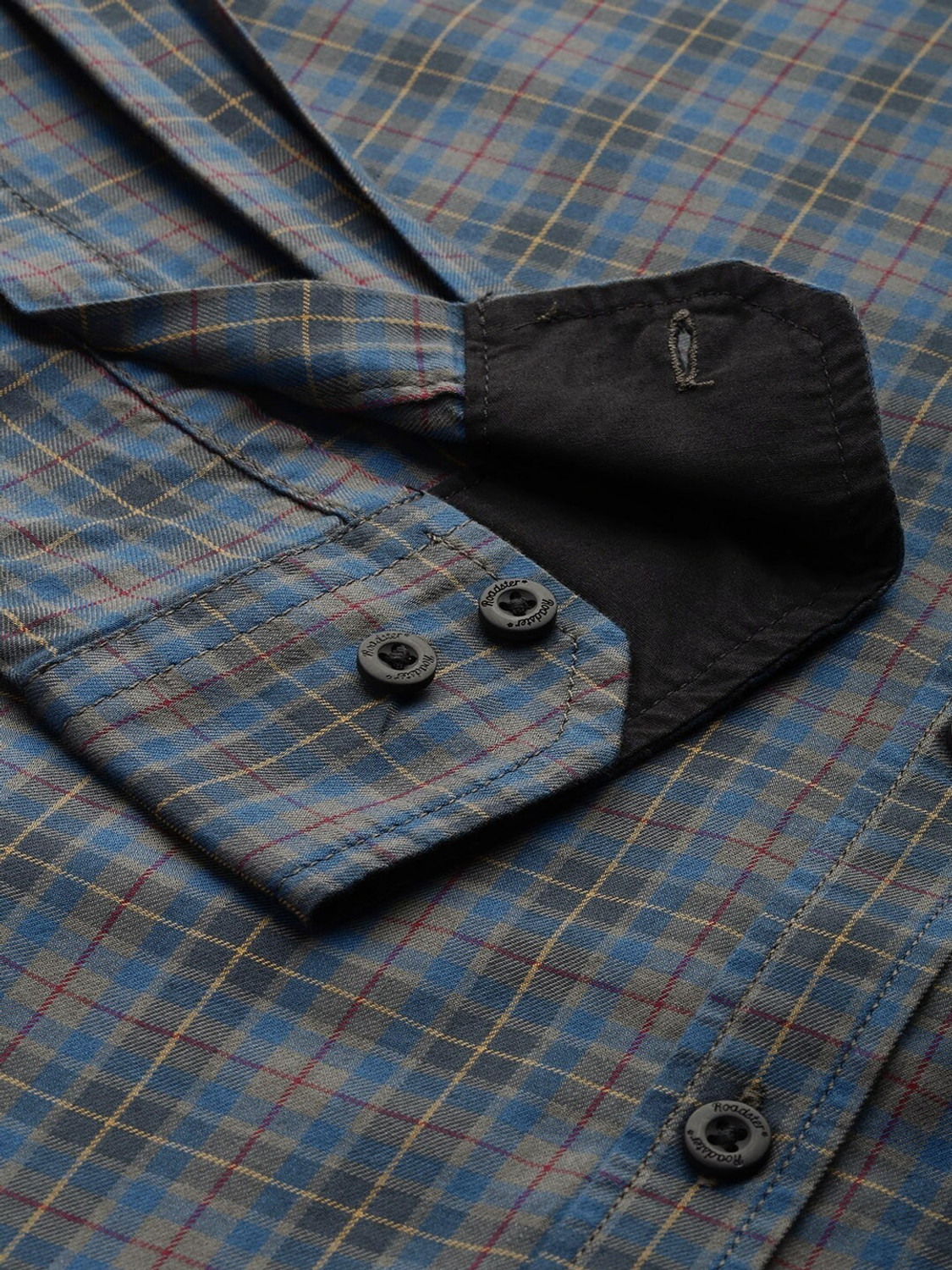 Image of Roadster Men Checkered Casual Grey Shirt
