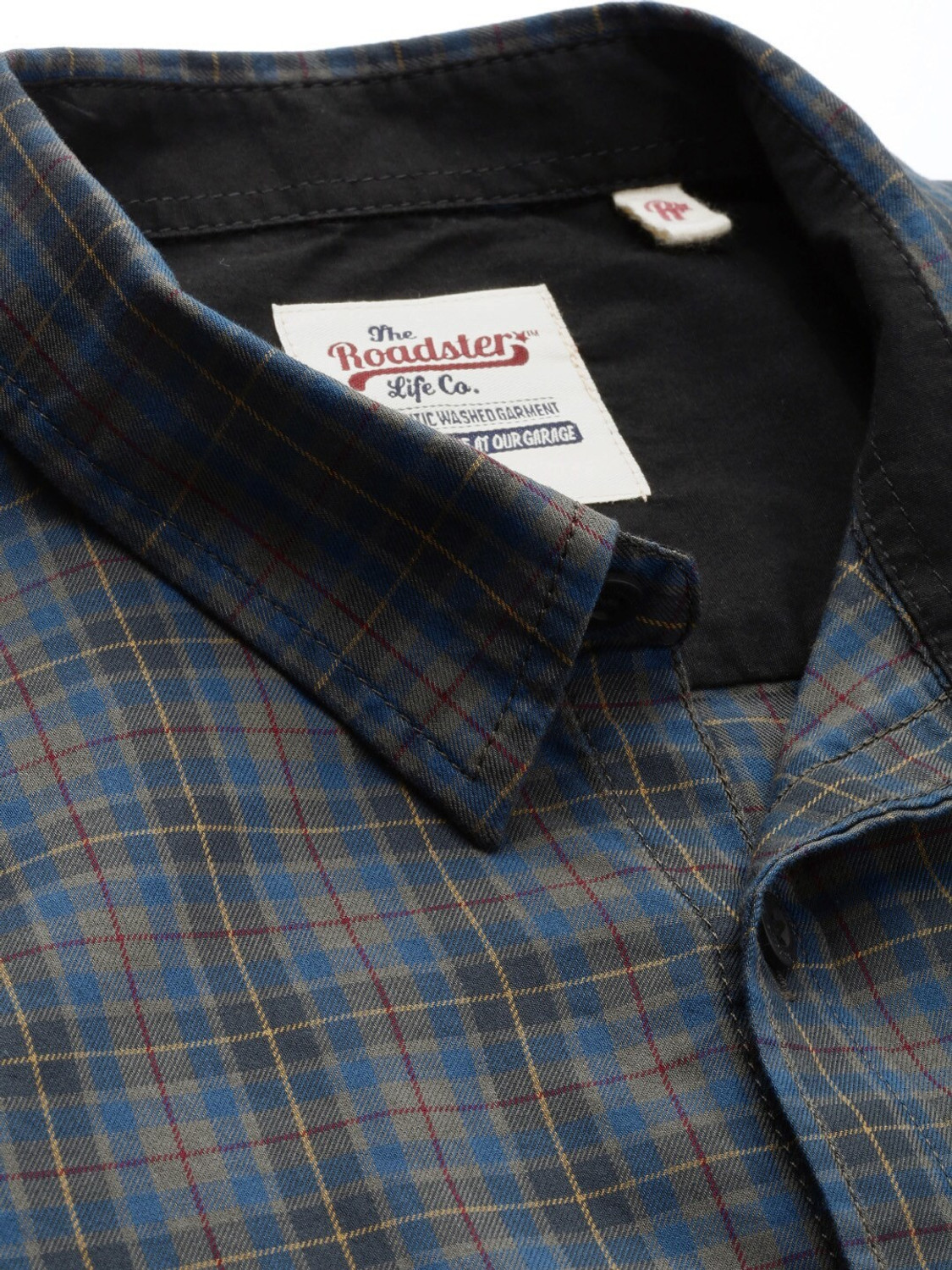 Image of Roadster Men Checkered Casual Grey Shirt