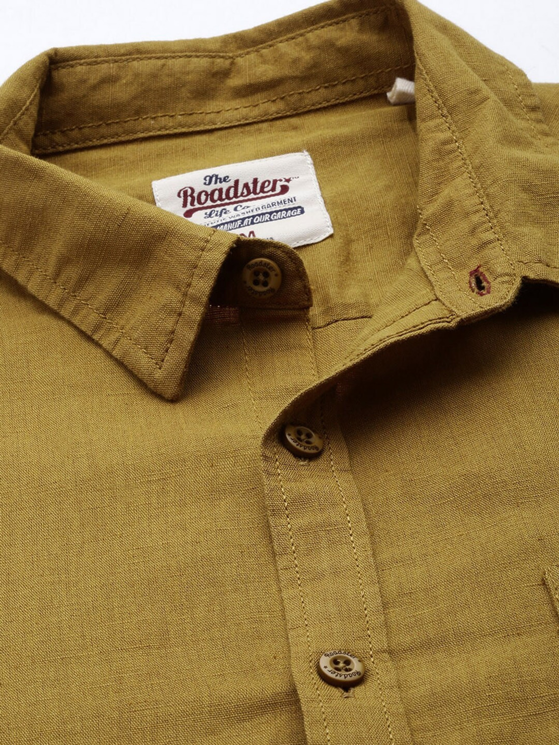 Image of Roadster Men Solid Casual Dark Green Shirt