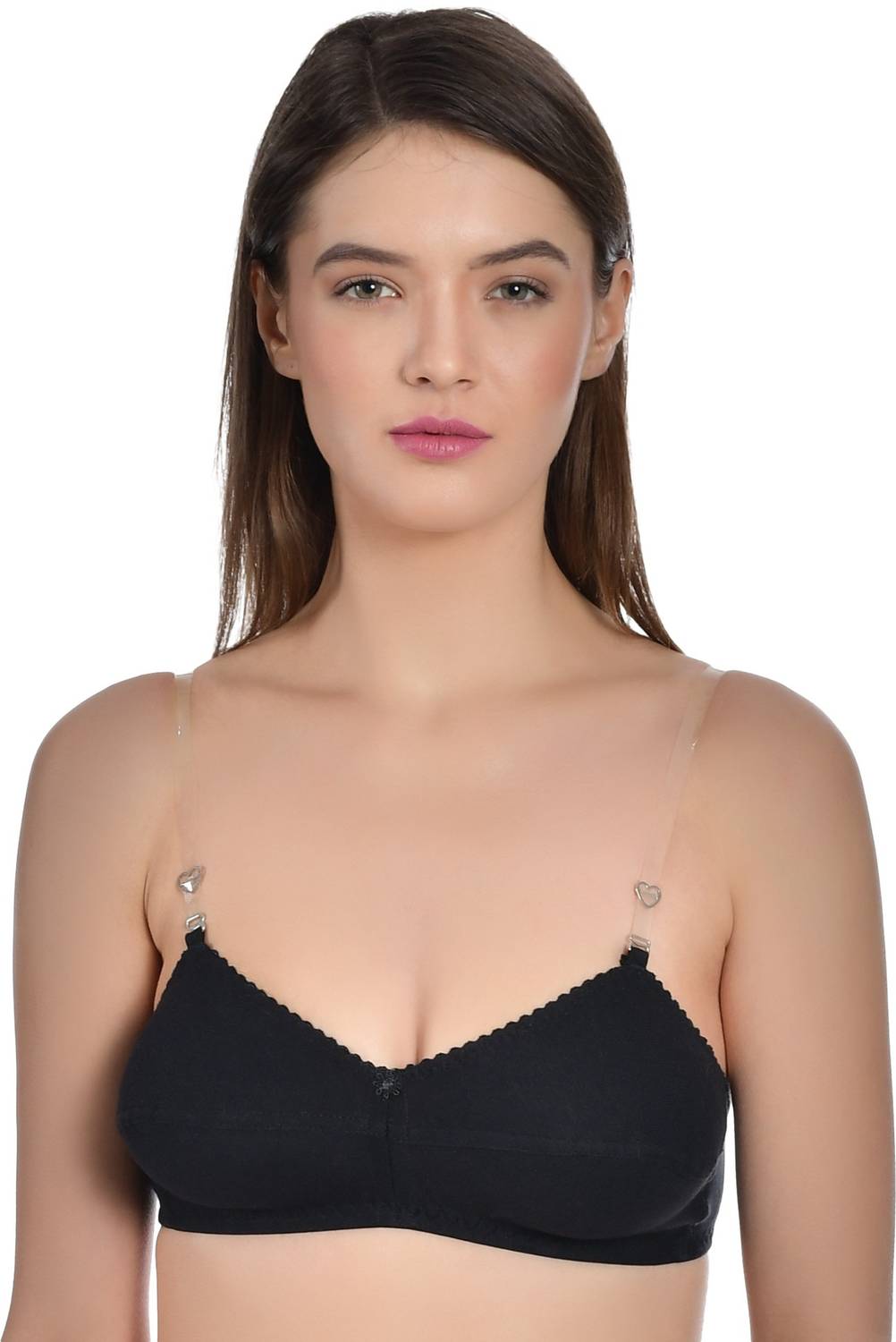Aimly Women's Cotton Non-Padded Non-Wired Mid Coverage Transparent Multiway Straps Bra Women T-Shirt Non Padded Bra