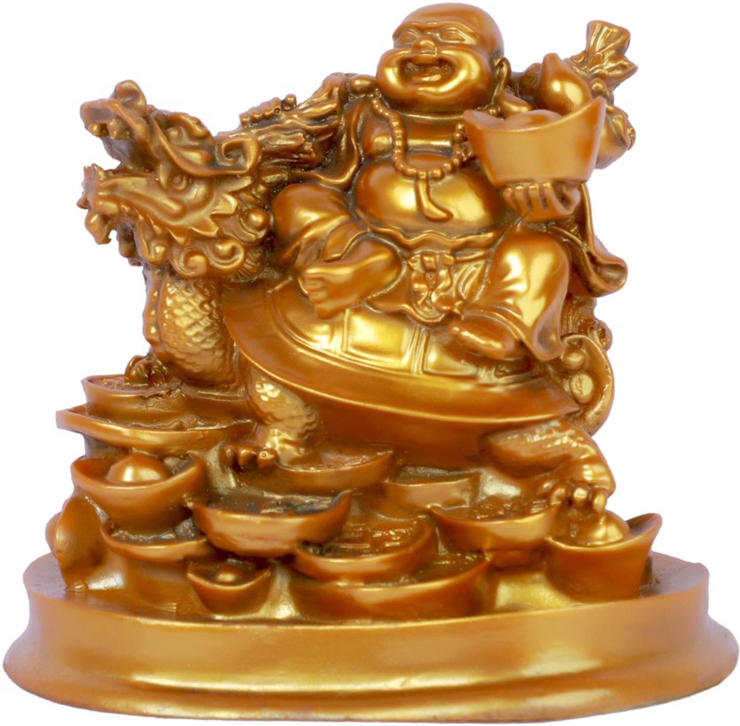 buji Laughing Buddha with dragon for decoration purpose Decorative Showpiece - 13 cm