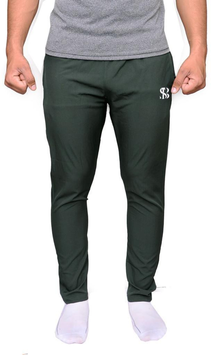 Image of Three brothers Solid Men Green Track Pants
