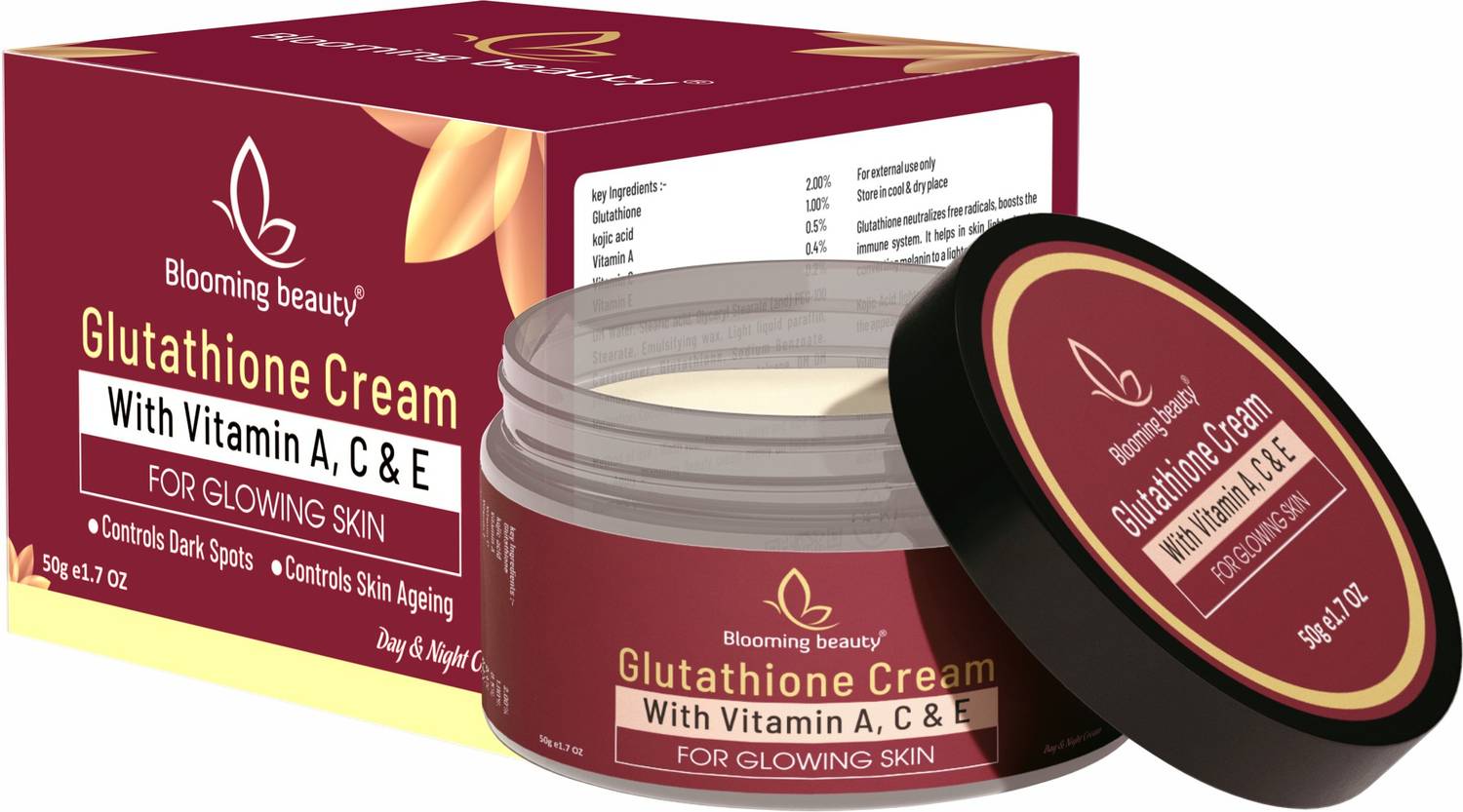 best glutathione whitening cream Blooming beauty Glutathione Cream For Skin Glowing, Controls Dark Spots And  Skin Ageing Price in India