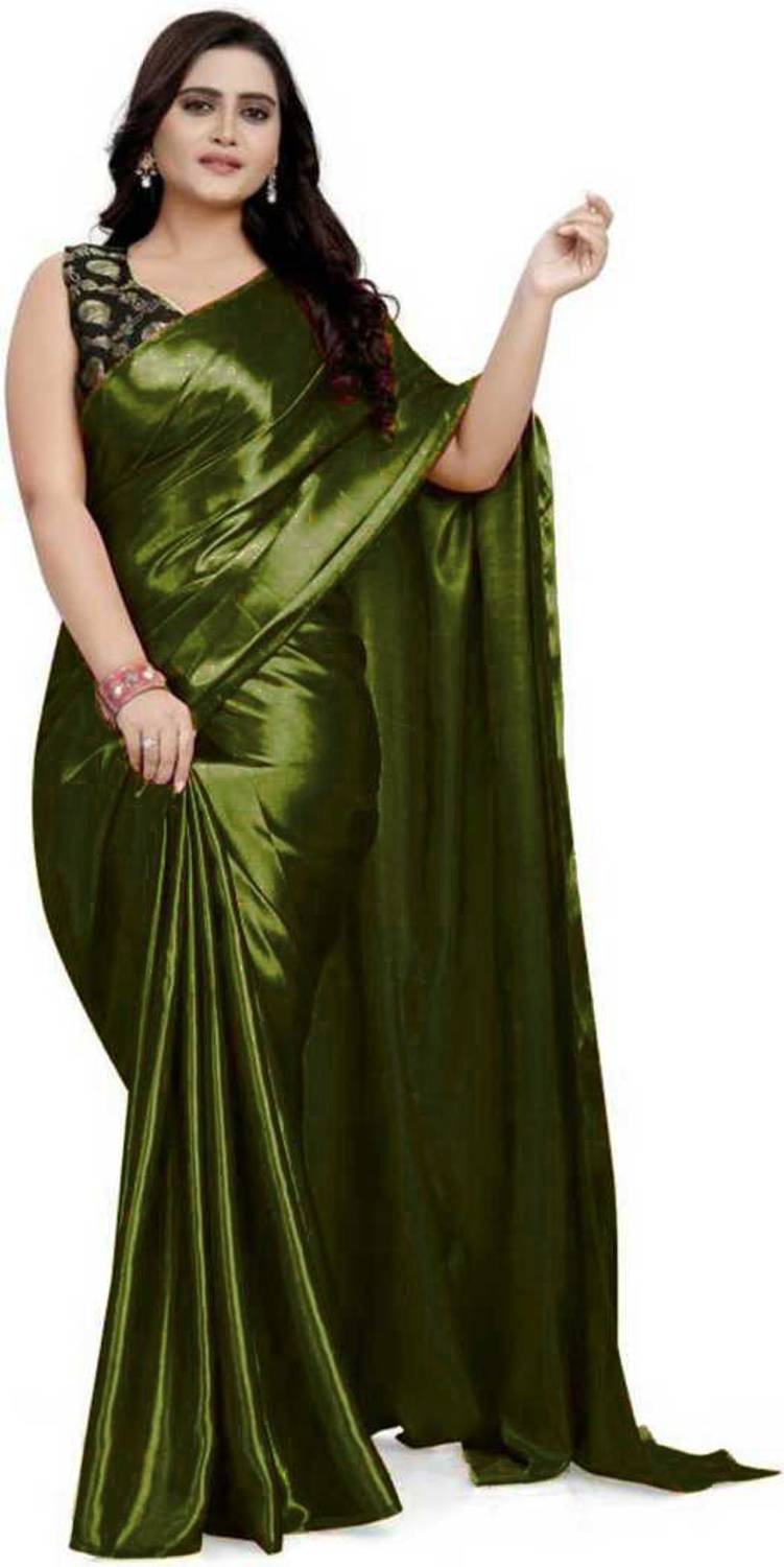 Amiga fashion Solid/Plain Bollywood Satin Saree