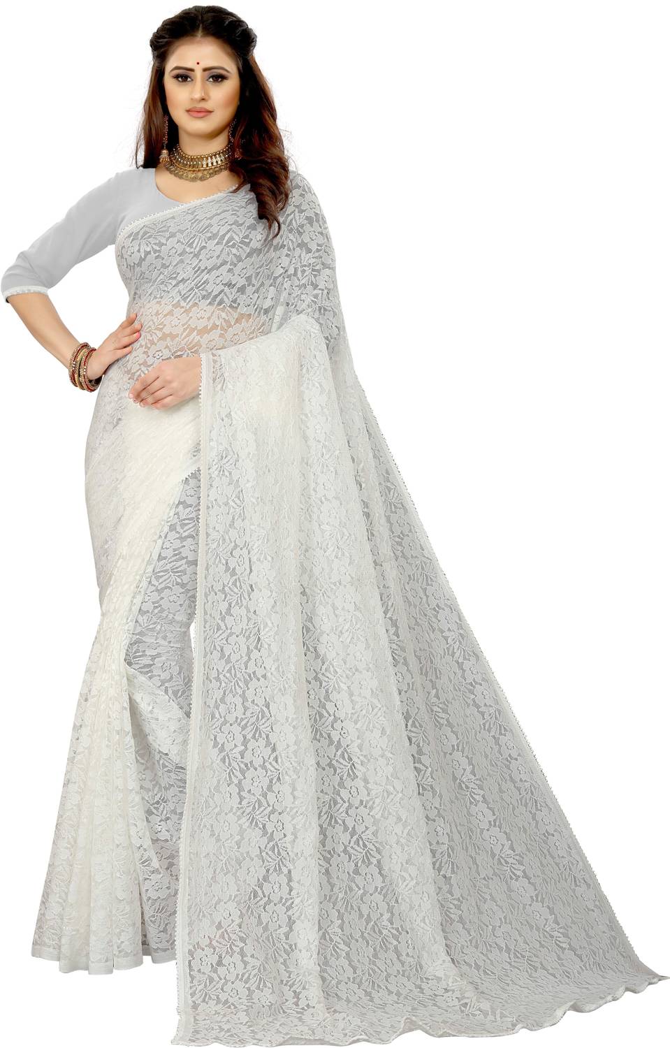 BRAHMANI TEXTILE Self Design Bollywood Net Saree