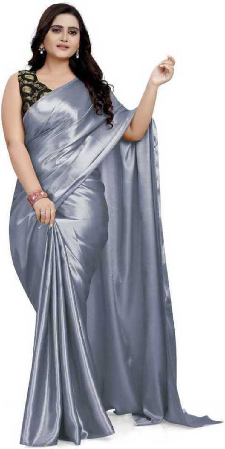 Amiga fashion Solid/Plain Bollywood Satin Saree