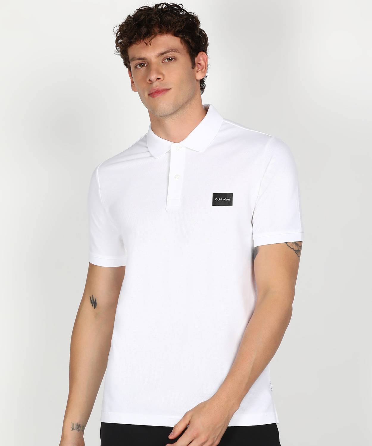 Calvin Klein Jeans Solid Men Polo Neck White T-Shirt