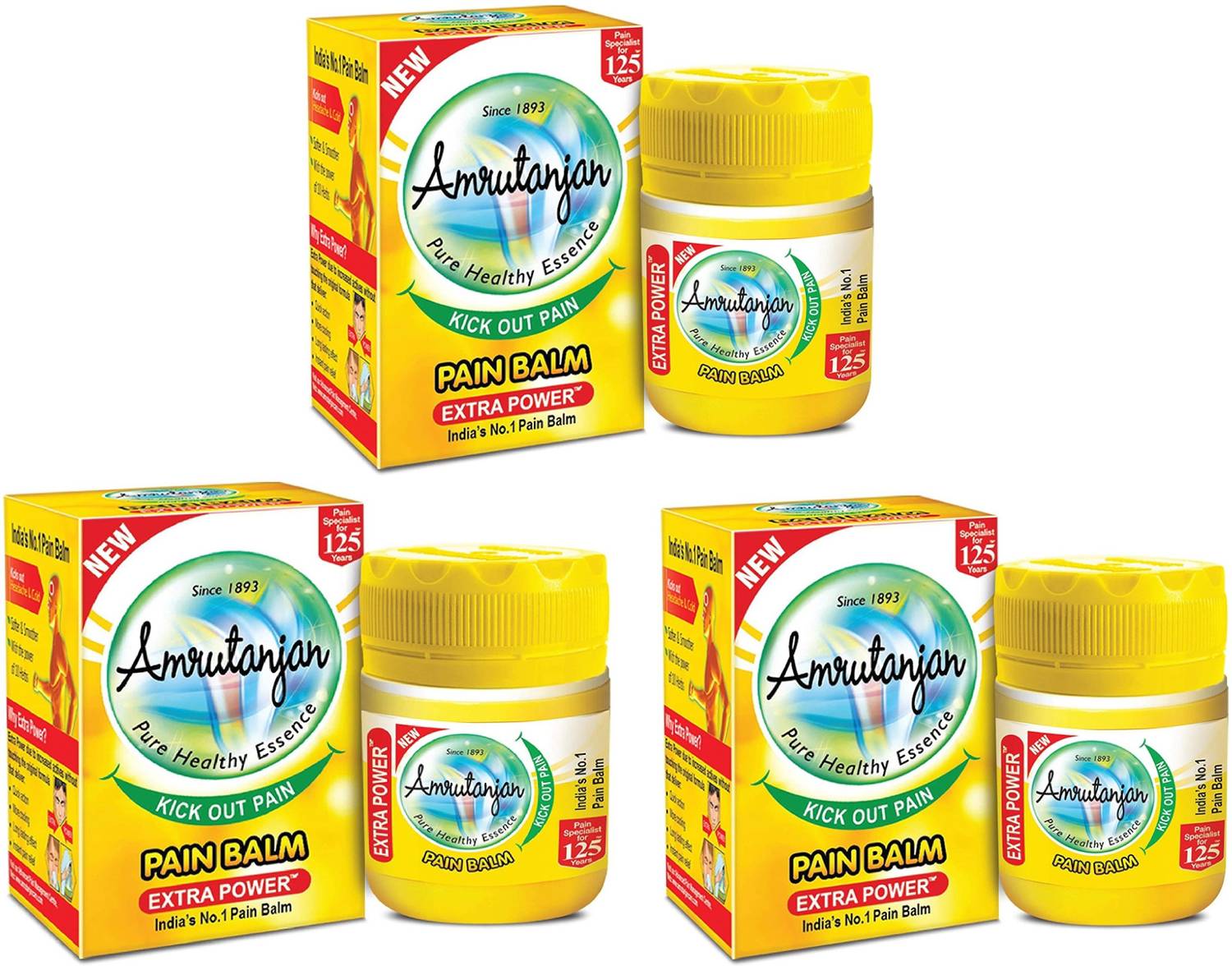 Amrutanjan Extra Power Pain Relief Balm Super Saver - 3 x 27.5 ml Packs Balm