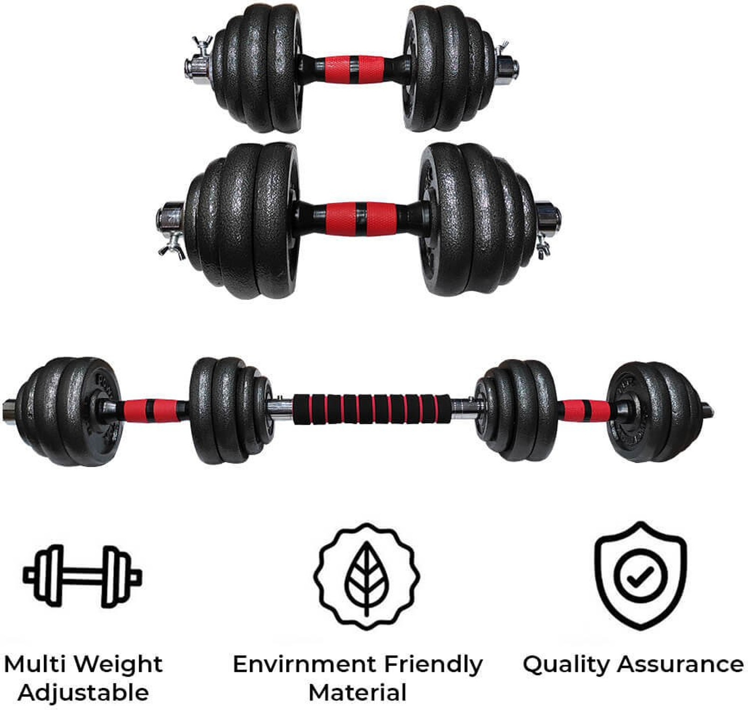 Image of Powermax Fitness 30 kg PDS-30KG Dumbbell Set with Non-Slip Grip for Home Use Adjustable (20 kg) Home Gym Combo