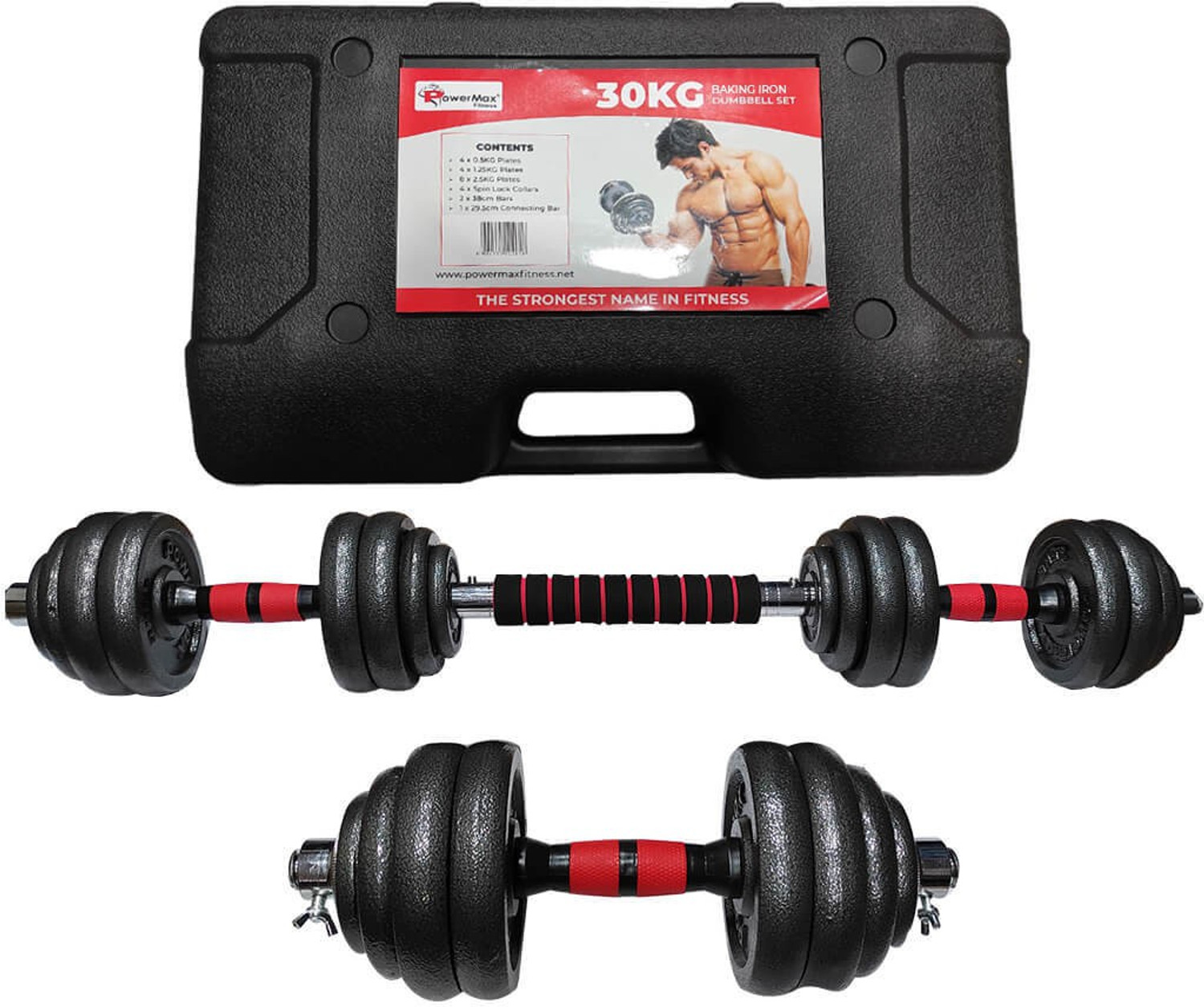 Image of Powermax Fitness 30 kg PDS-30KG Dumbbell Set with Non-Slip Grip for Home Use Adjustable (20 kg) Home Gym Combo