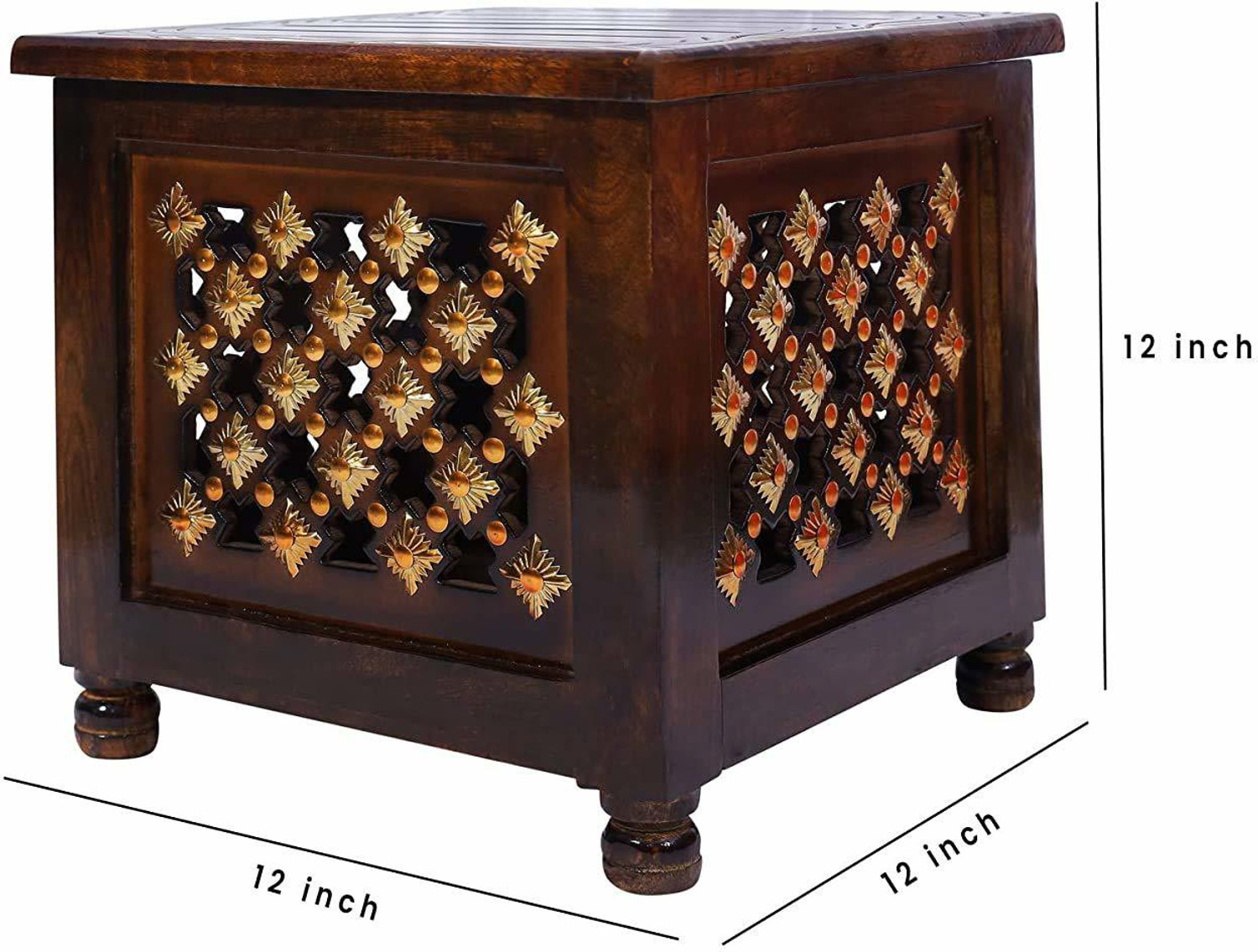 Image of RH Collection UNIQUE ARTS BROWN 12*12 SQUARE STOOL Living & Bedroom Stool (Brown, Pre-assembled)