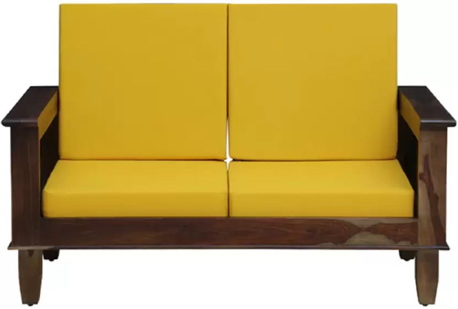 Image of Kendalwood Furniture Solid Wood 2 Seater Wooden Sofa set for living Room Furniture Fabric 2 Seater Sofa