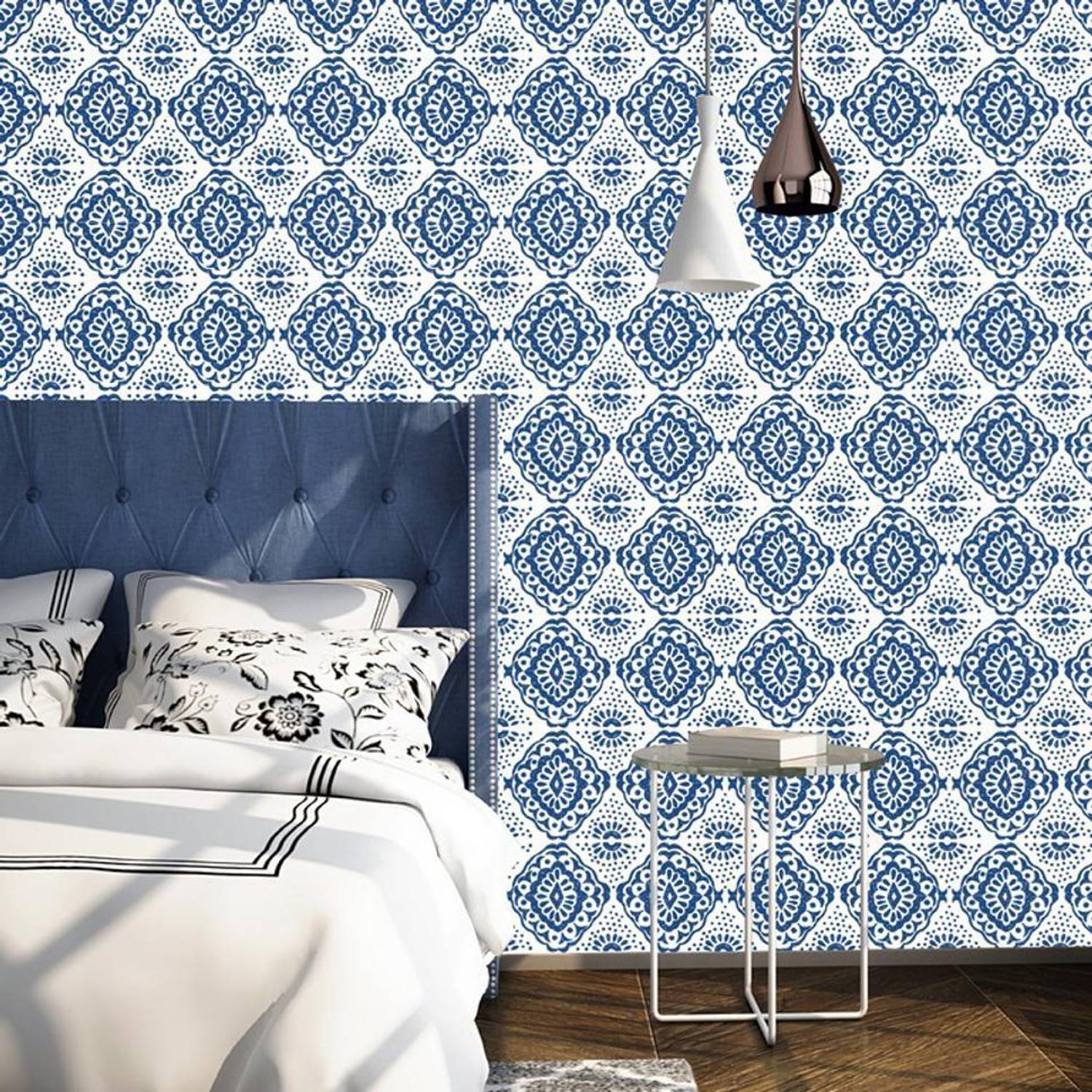 Asian Paints 45 cm EzyCR8 P&S Handpainted Handpainted Diamonds - Blue Sticker Removable Sticker