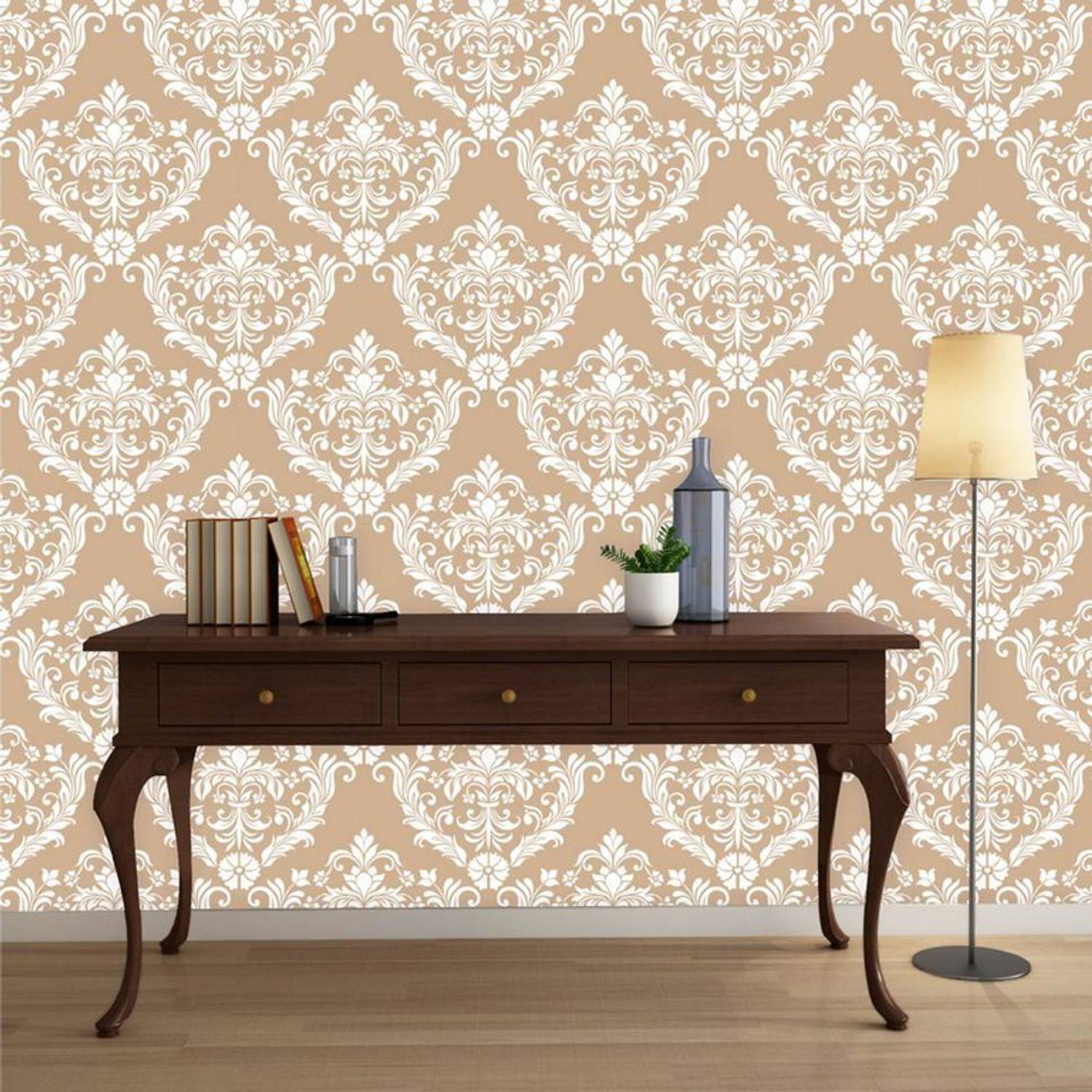 Asian Paints 45 cm EzyCR8 P&S Ornate Delight of Damascus - Beige Removable Sticker