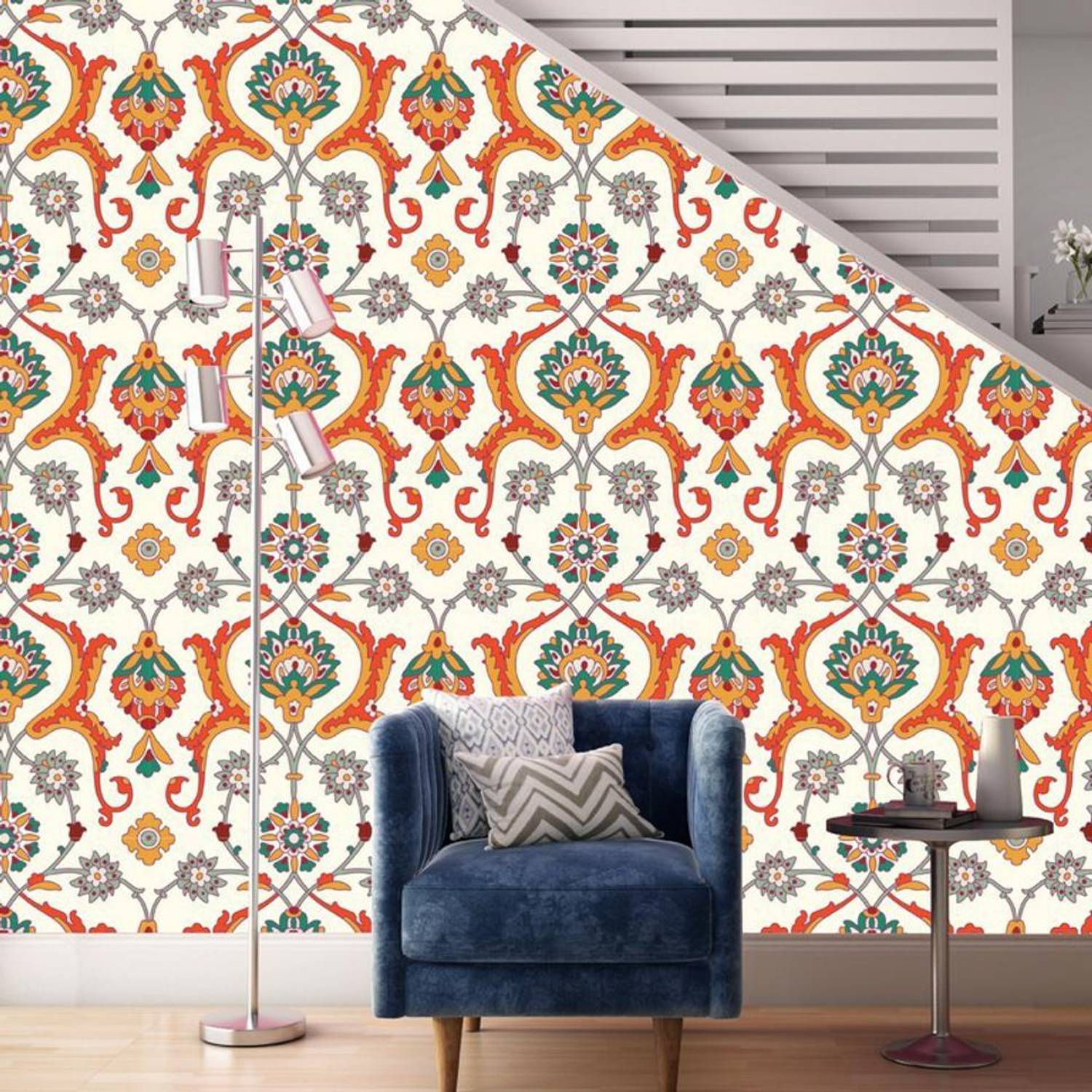 Asian Paints 45 cm EzyCR8 P&S Floral Arabic Ornamentation Sticker Removable Sticker
