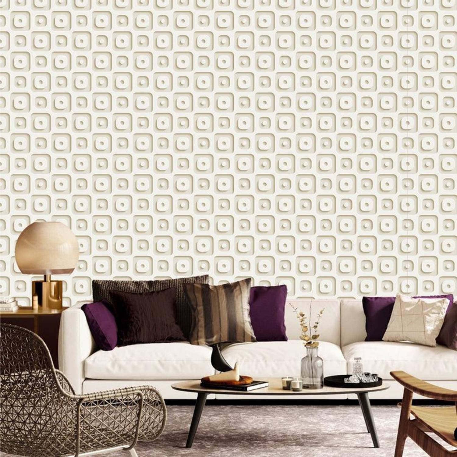 Asian Paints 45 cm EzyCR8 P&S 3D Wallpapers Squares & Circles Removable Sticker