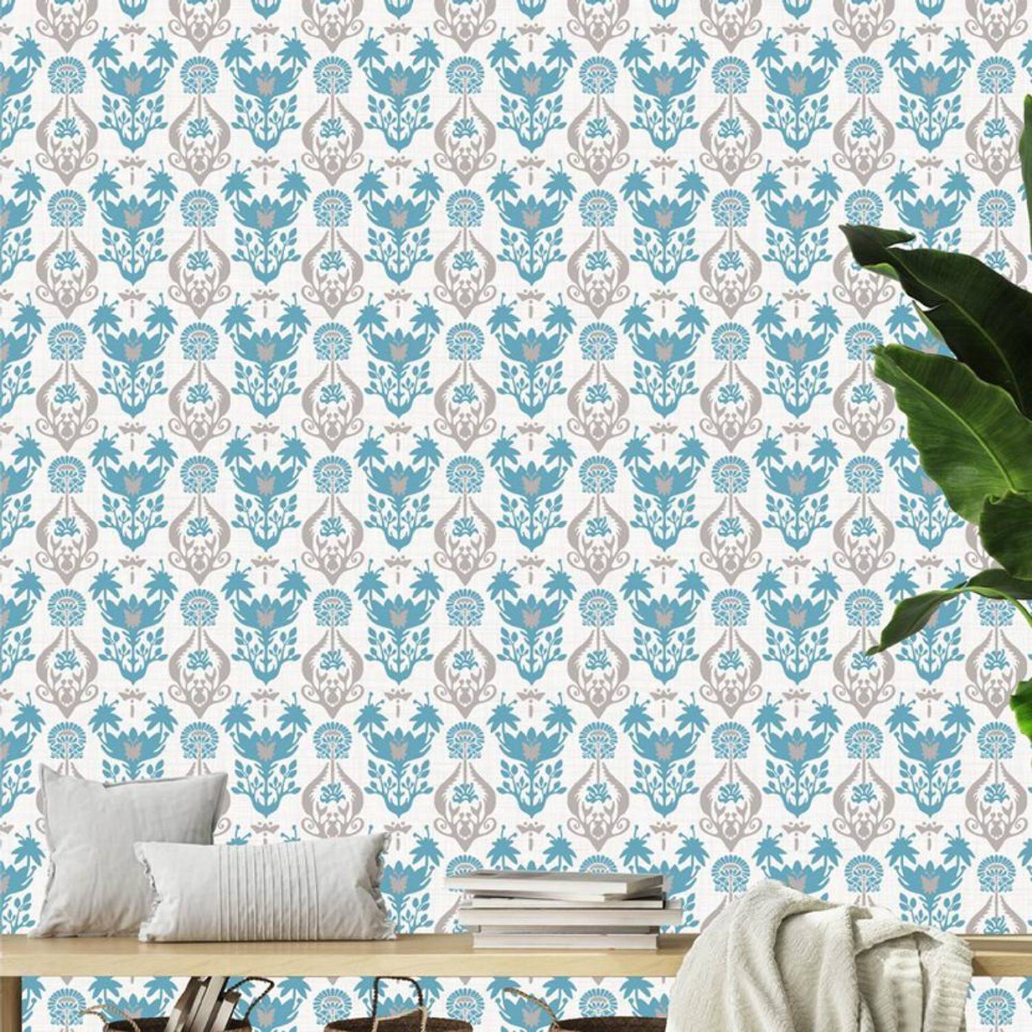 Asian Paints 45 cm EzyCR8 P&S Ornate The Charm of Paisley - Turquoise Sticker Removable Sticker
