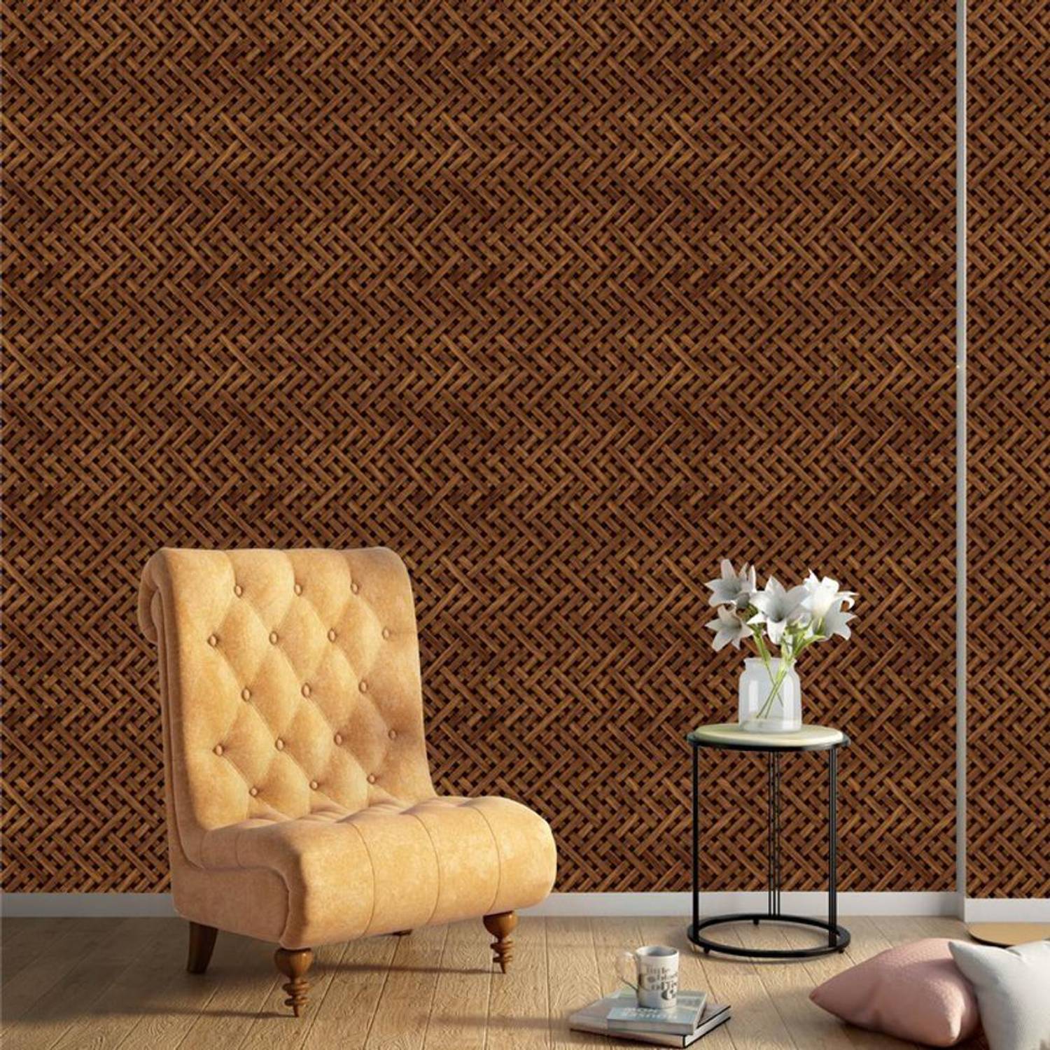 Asian Paints 45 cm EzyCR8 P&S Textured Overlapping Wood Sticker Removable Sticker
