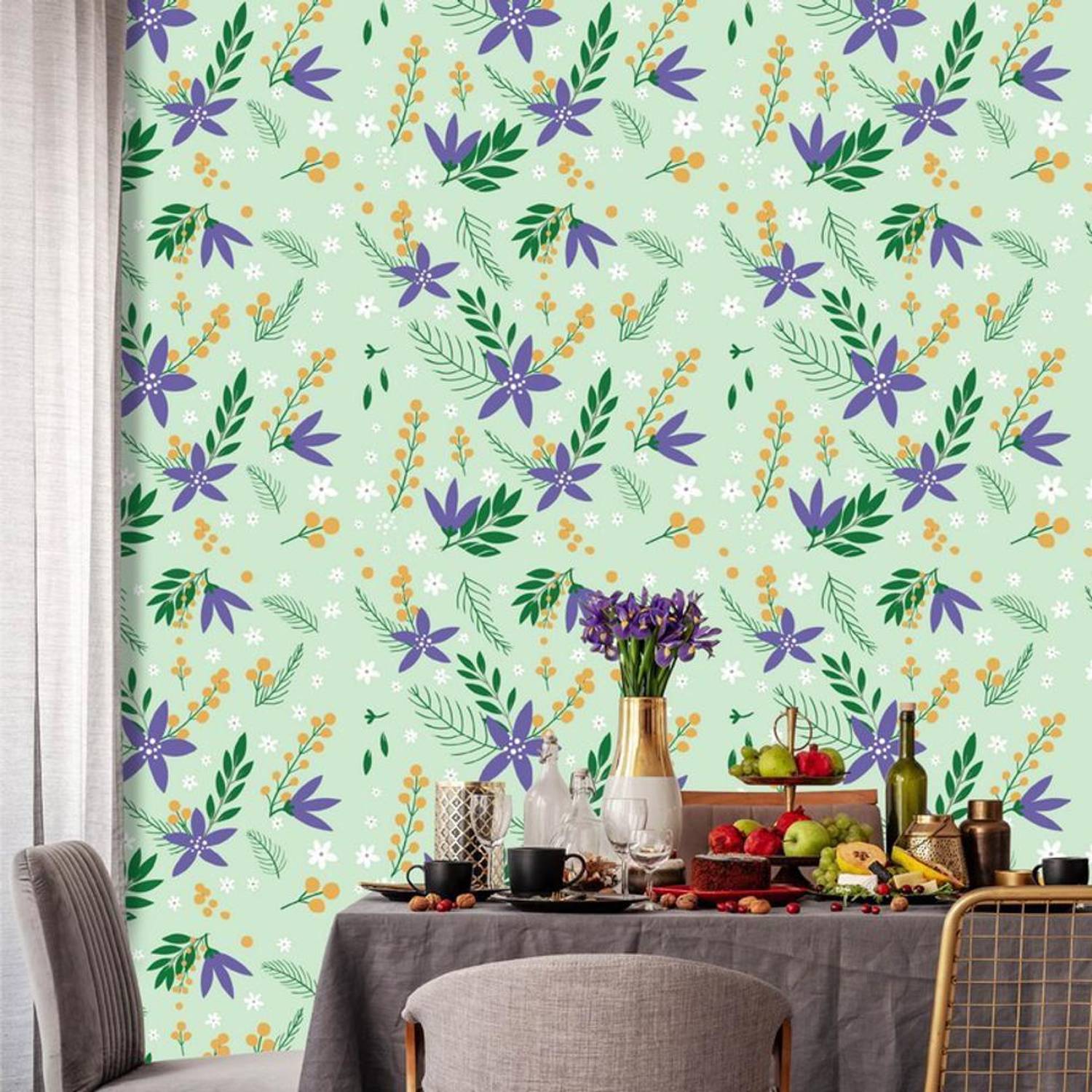 Asian Paints 45 cm EzyCR8 P&S Floral Leaves & Flowers - Green Sticker Removable Sticker