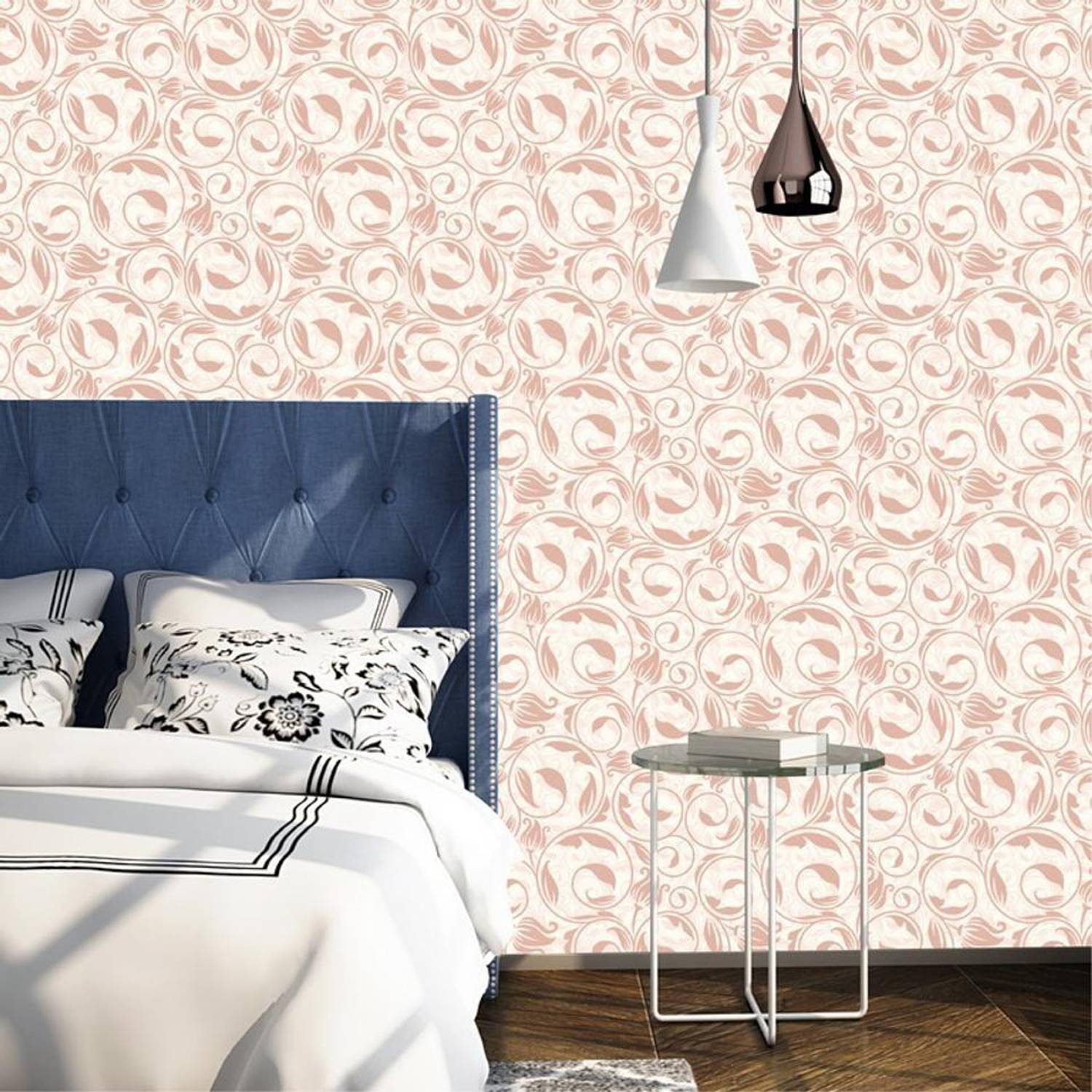 Asian Paints 45 cm EzyCR8 P&S Floral Tendrils & Flowers - Peach Sticker Removable Sticker
